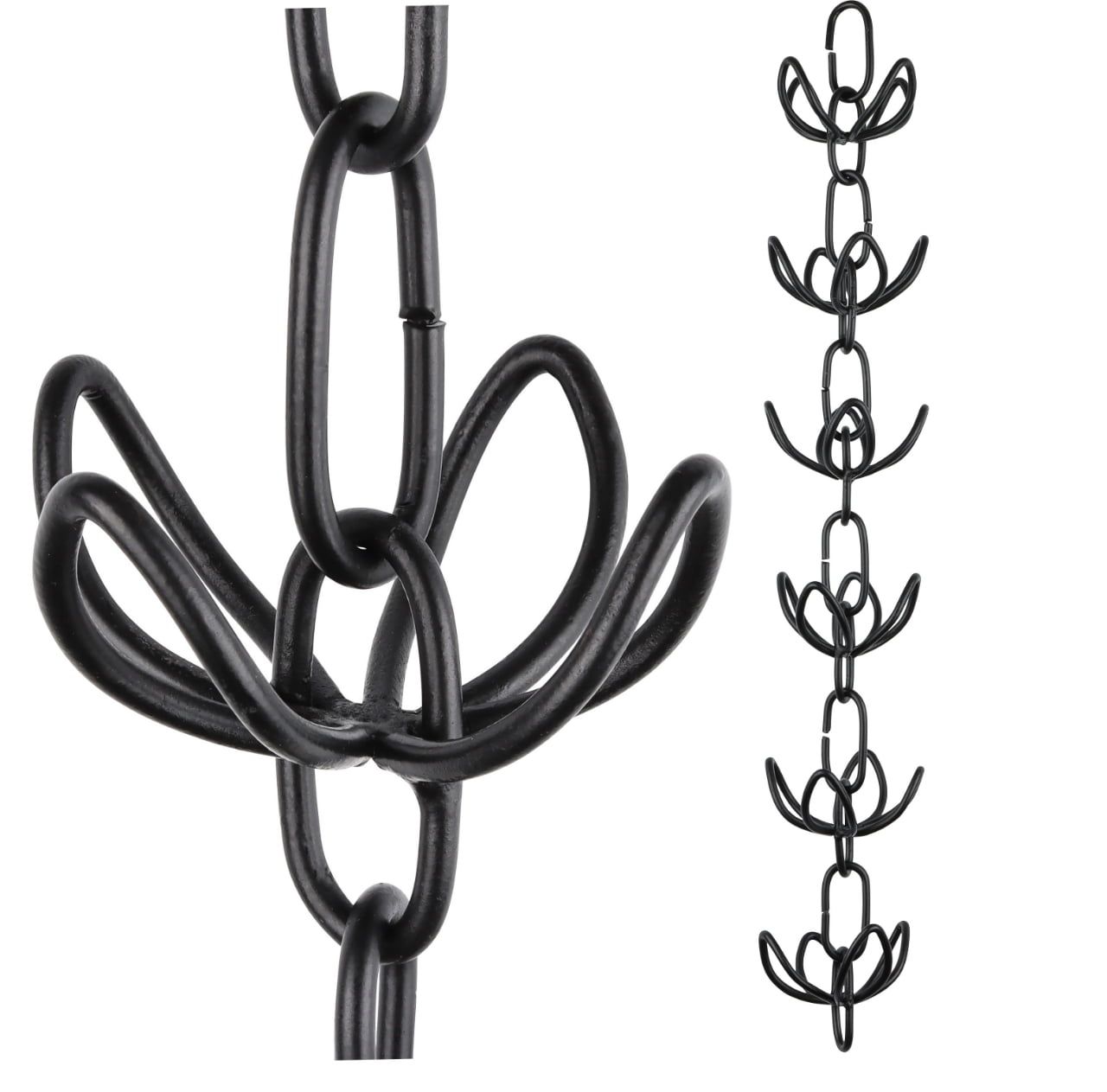 8.5 ft Black Aluminum Lily Rain Chain Water Diverter