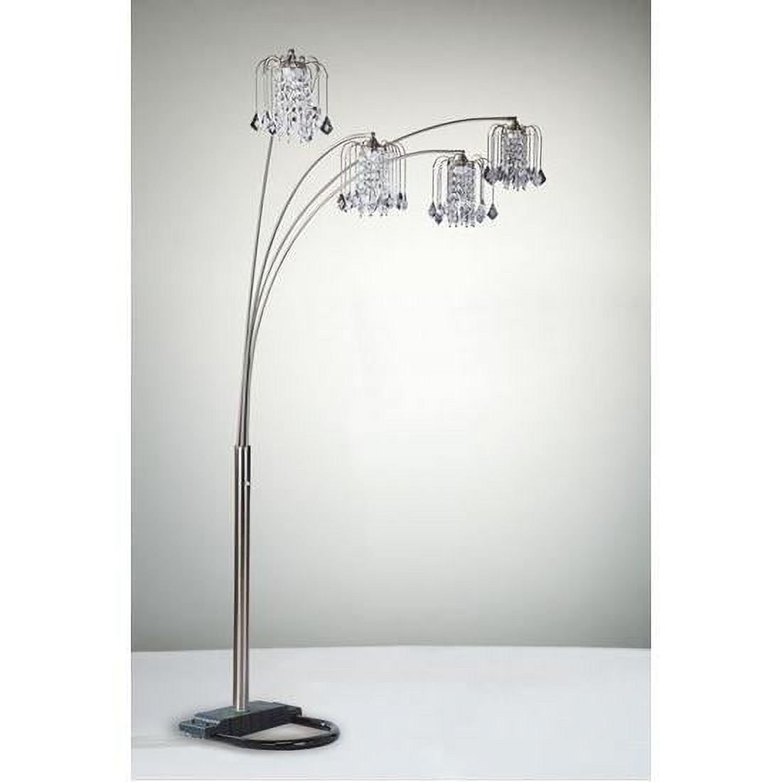 Elegant Pewter Arc Floor Lamp with Crystal Drum Shades