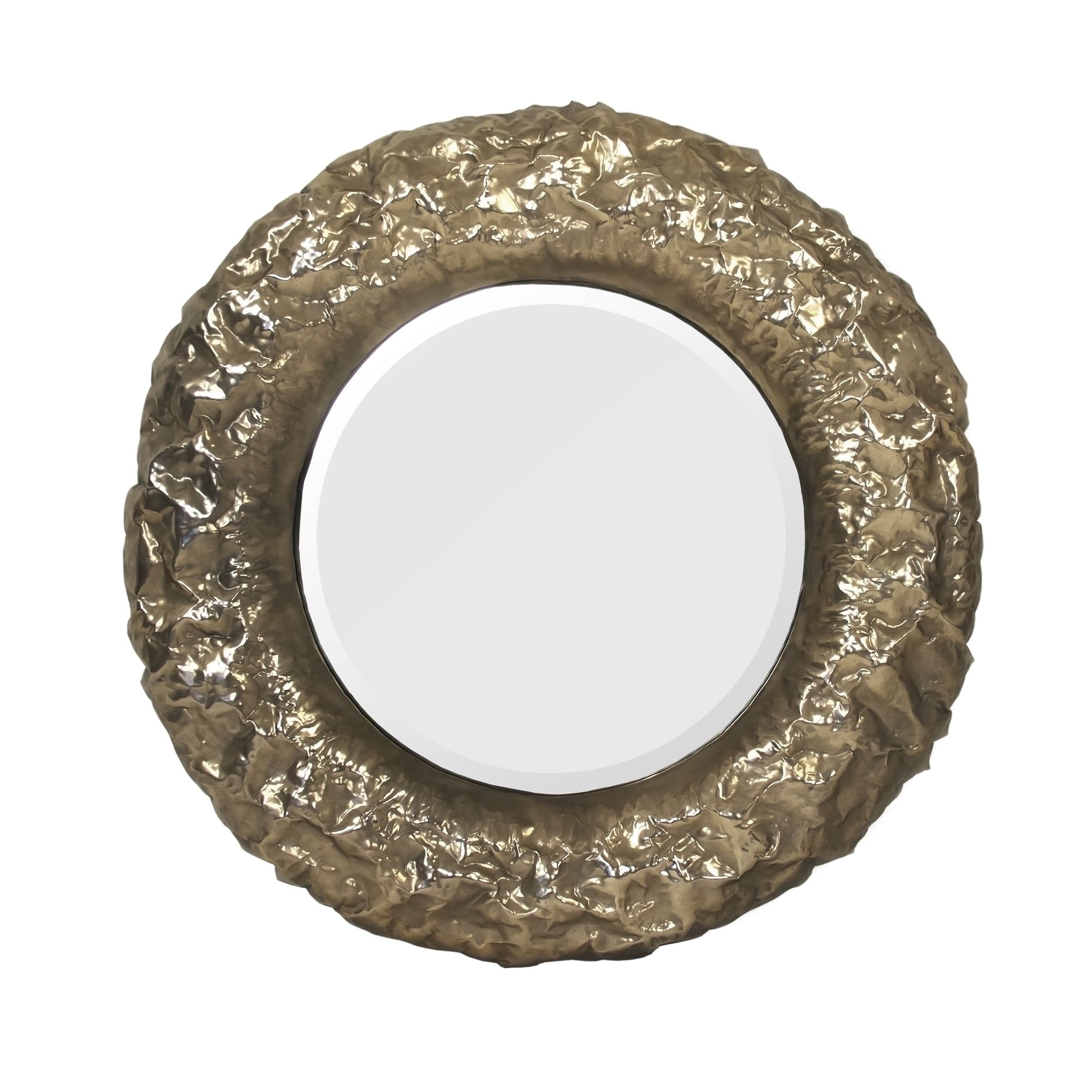 Bronze and Gold Round Wood Accent Wall Mirror