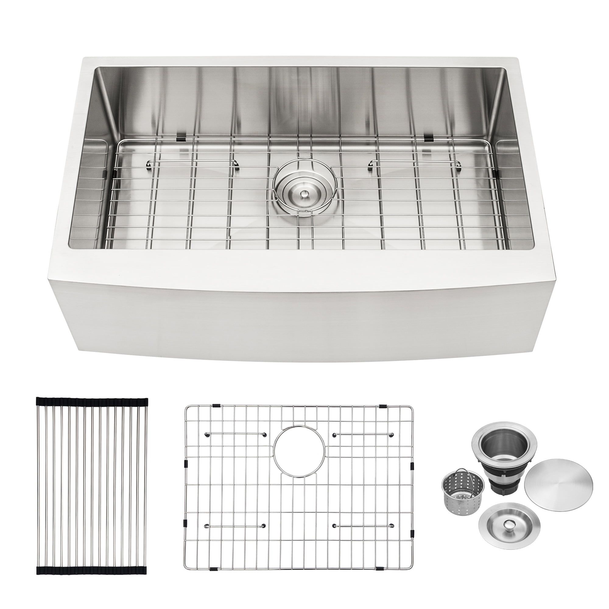 Brushed Nickel Stainless Steel Farmhouse Apron Kitchen Sink