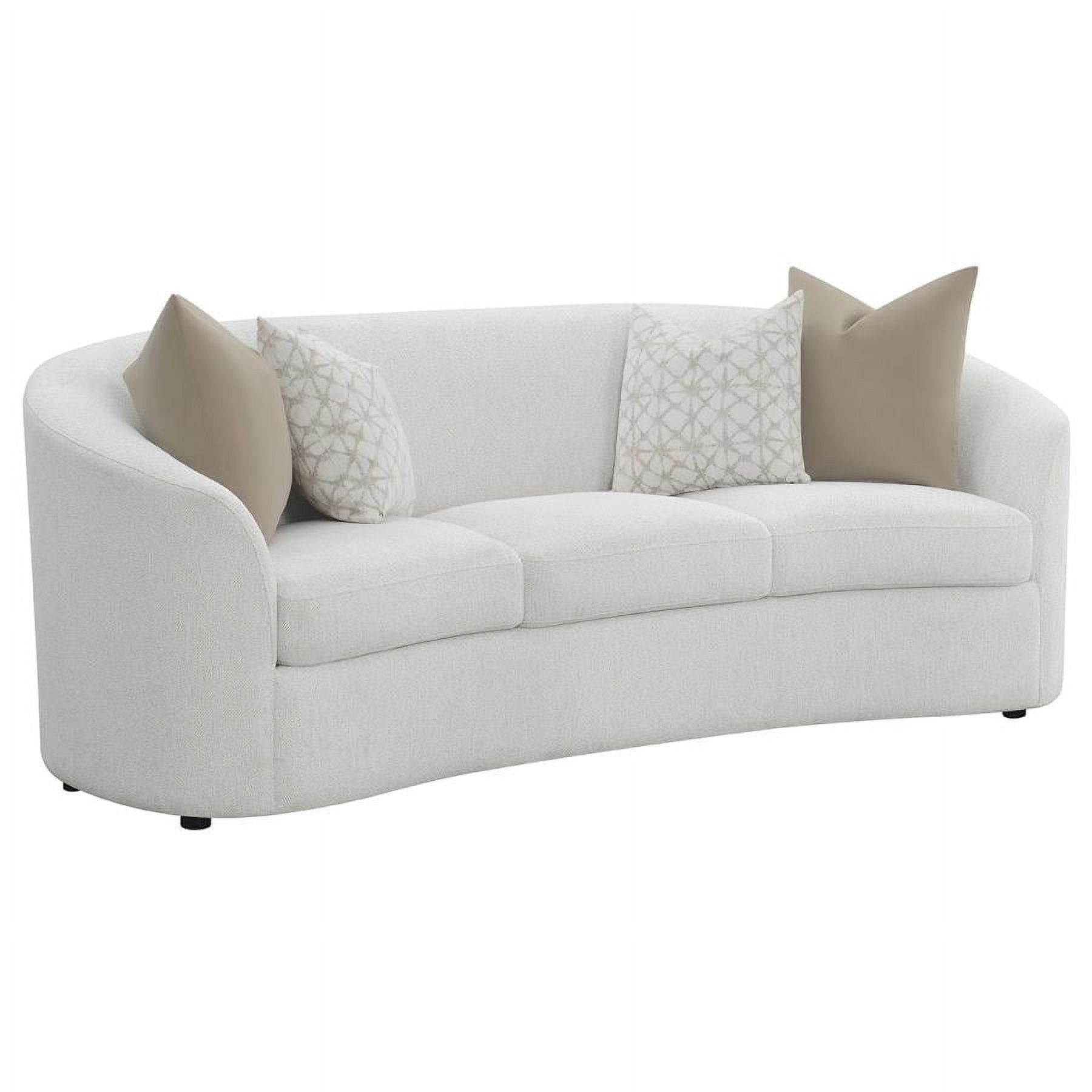 88.5" White Fabric Curved Tight Back Sofa with Sloped Arms