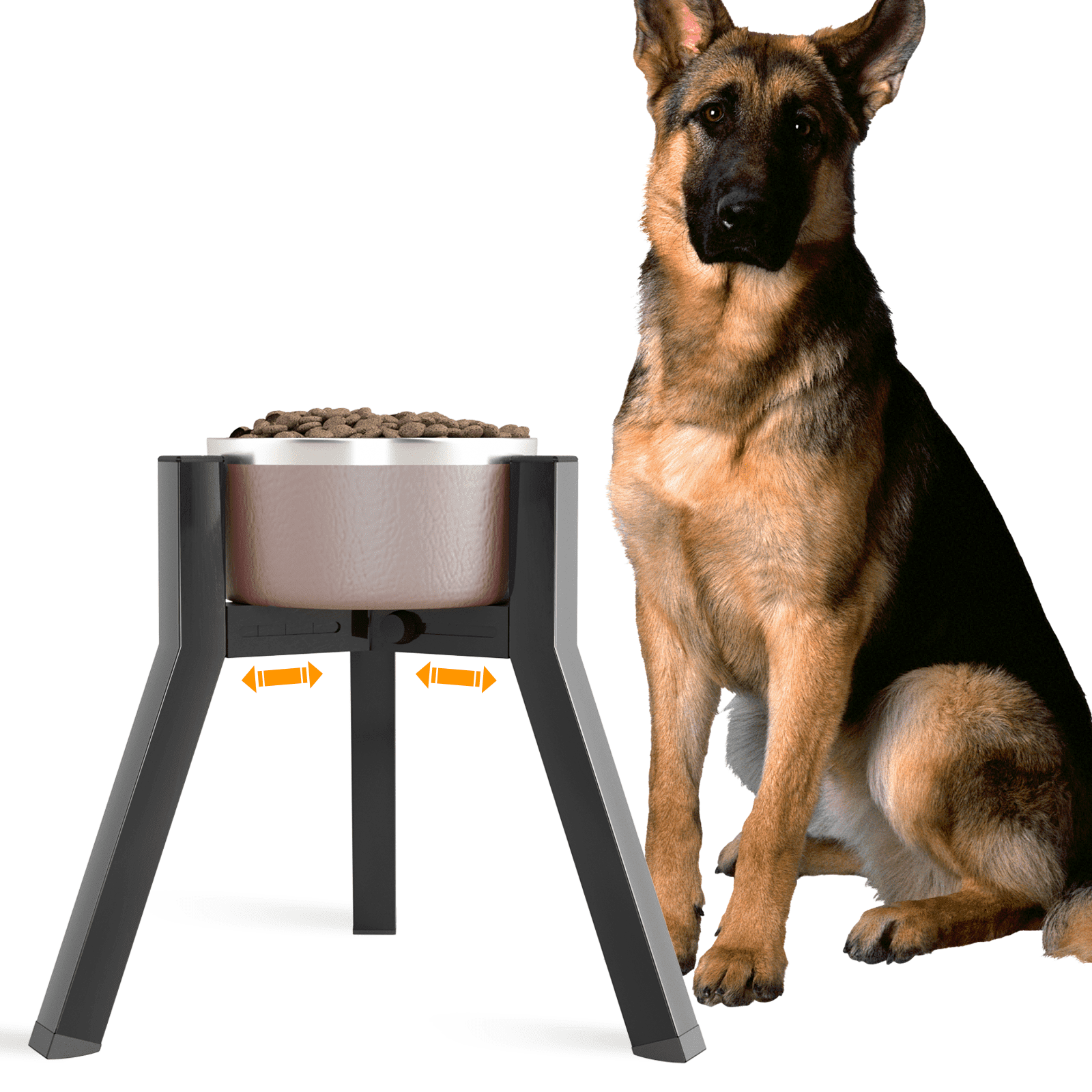 Adjustable Black Metal Elevated Dog Bowl Stand for Large Breeds