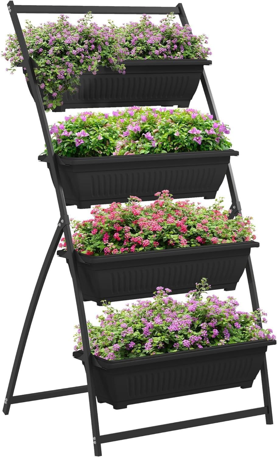 Black 4-Tier Vertical Self-Draining Garden Planter Set