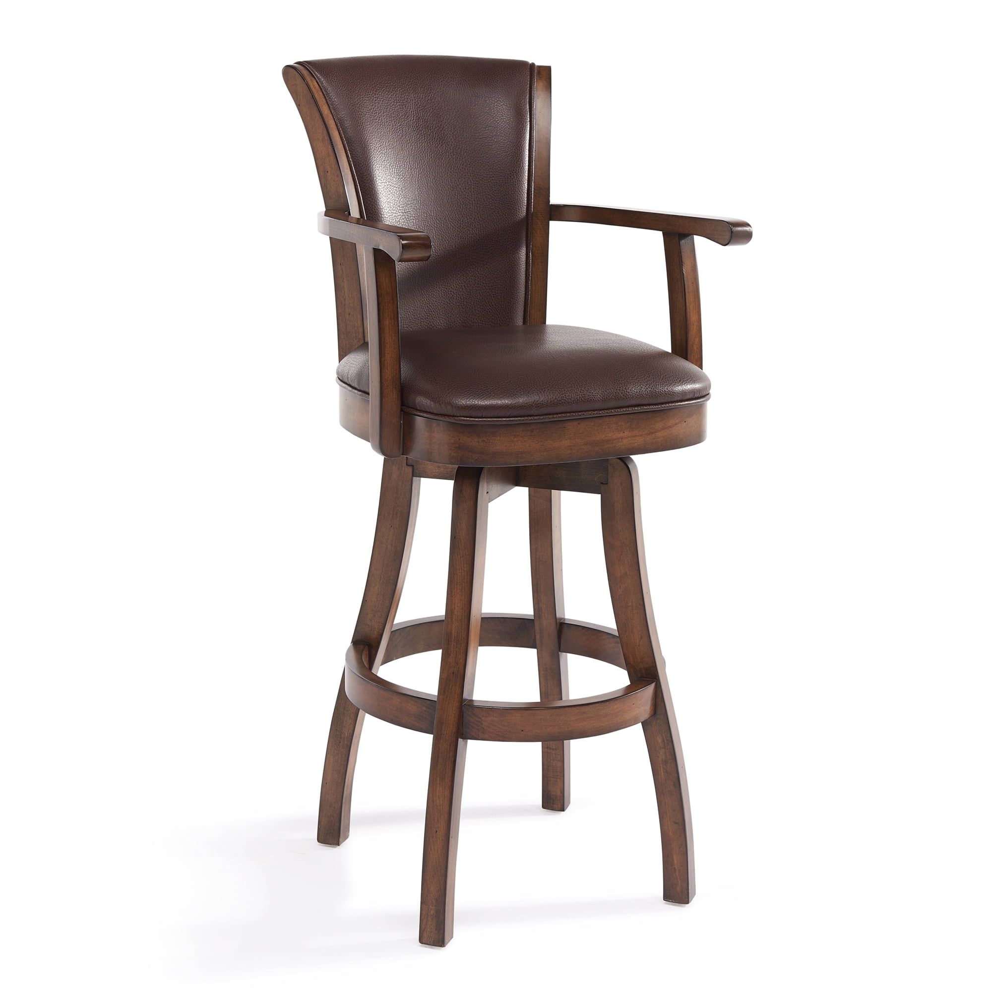 Chestnut Brown 26" Swivel Wood and Faux Leather Barstool