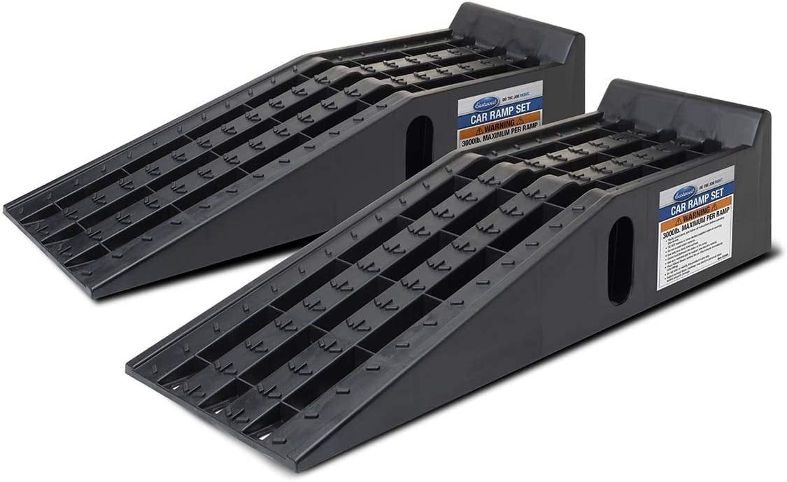 Black Poly 3 Ton Capacity Car Ramp Set with Built-in Handle