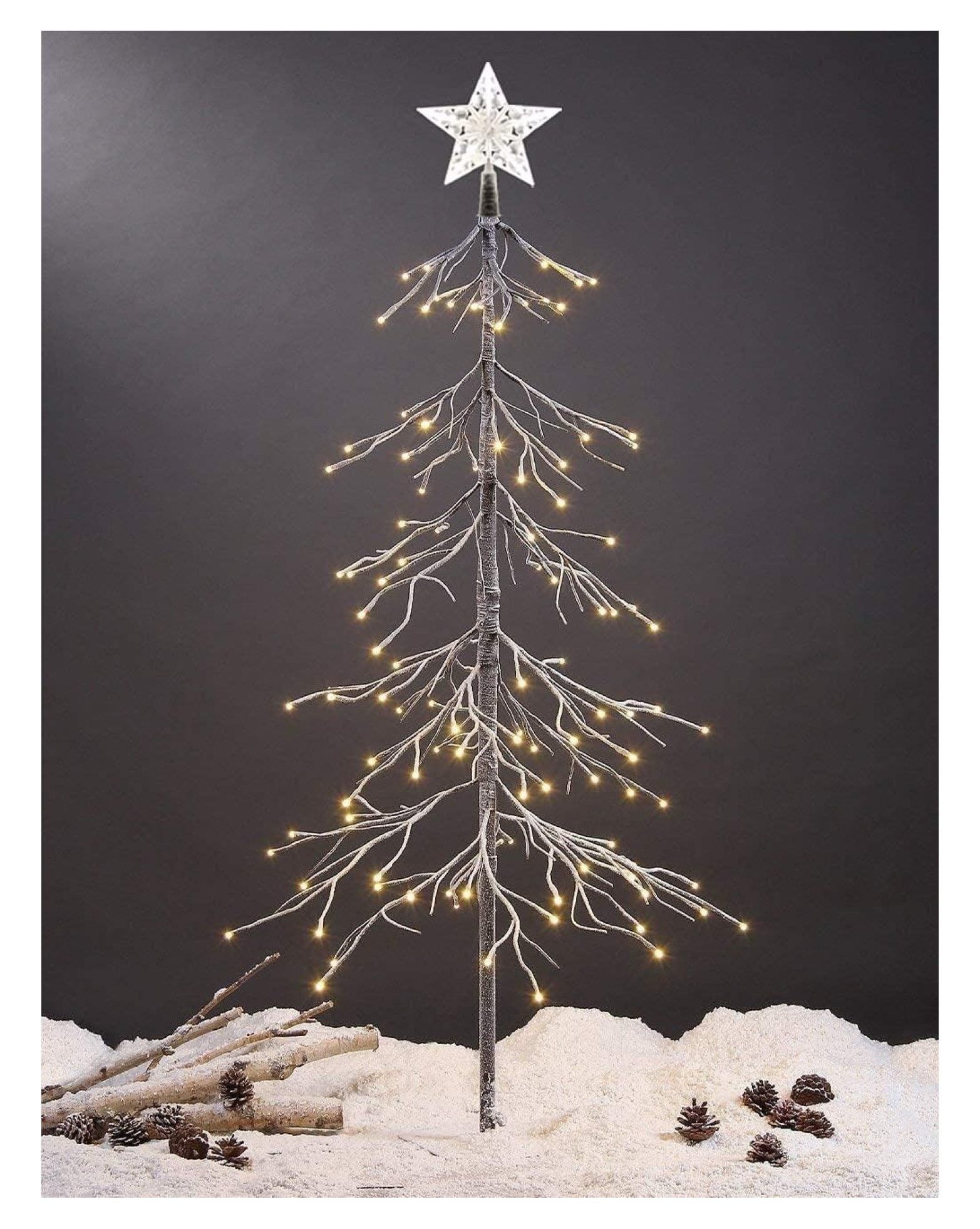 6-Foot White Fir Snow Tree with Warm LED Lights