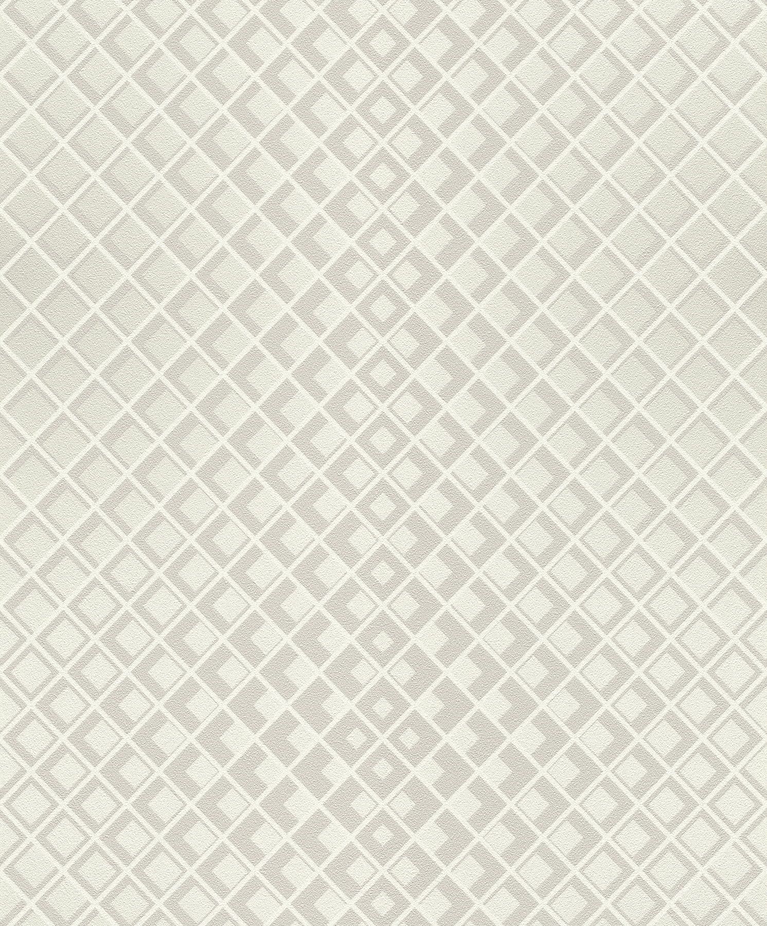 Cream and White 3D Geometric Non-Woven Wallpaper