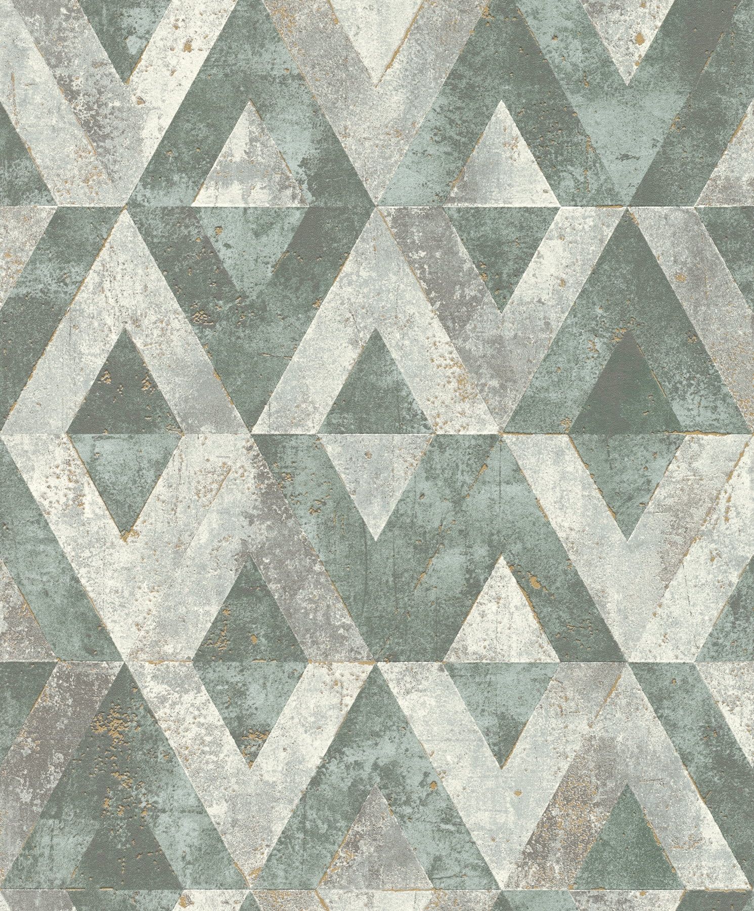 Shikhar Teal and Silver Geometric Vinyl Wallpaper, 20.5" x 33'