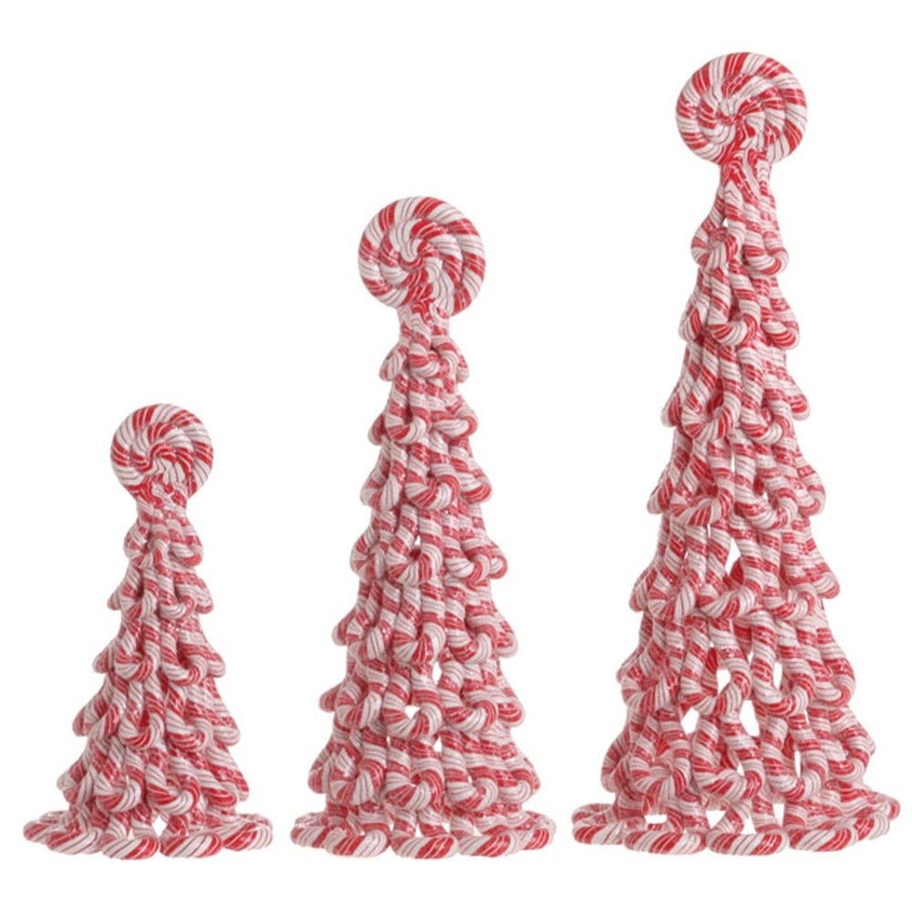 Large Red and White Peppermint Candy Tree Set