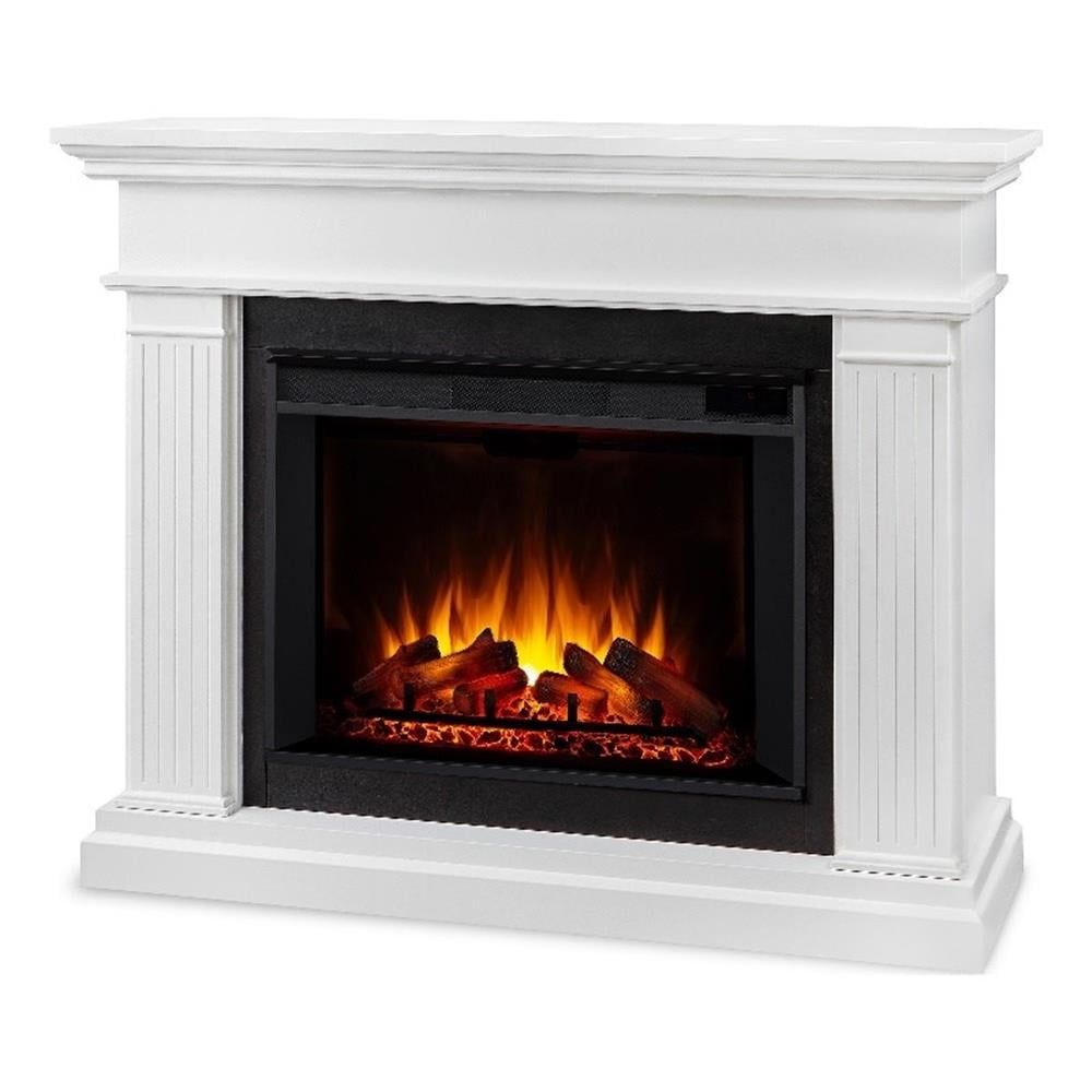 Centennial Grand 56" White Electric Fireplace with Carved Pilasters