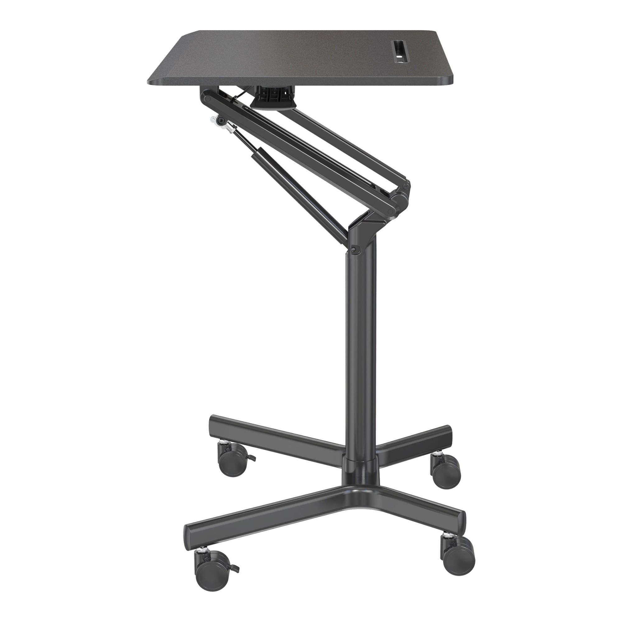 Black Adjustable Height Mobile Sit-to-Stand Desk Cart