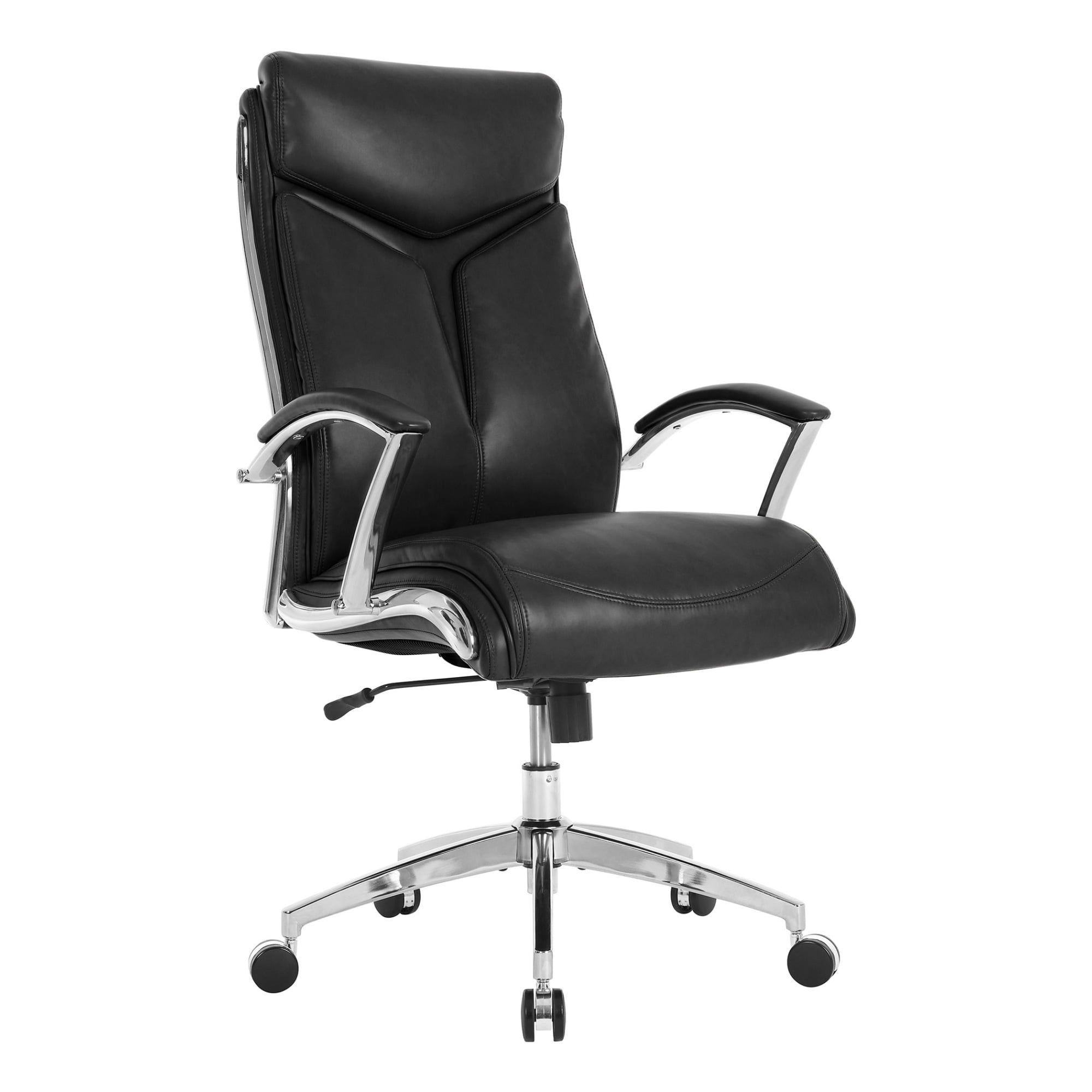 Verismo Executive High-Back Swivel Chair in Black Leather and Chrome