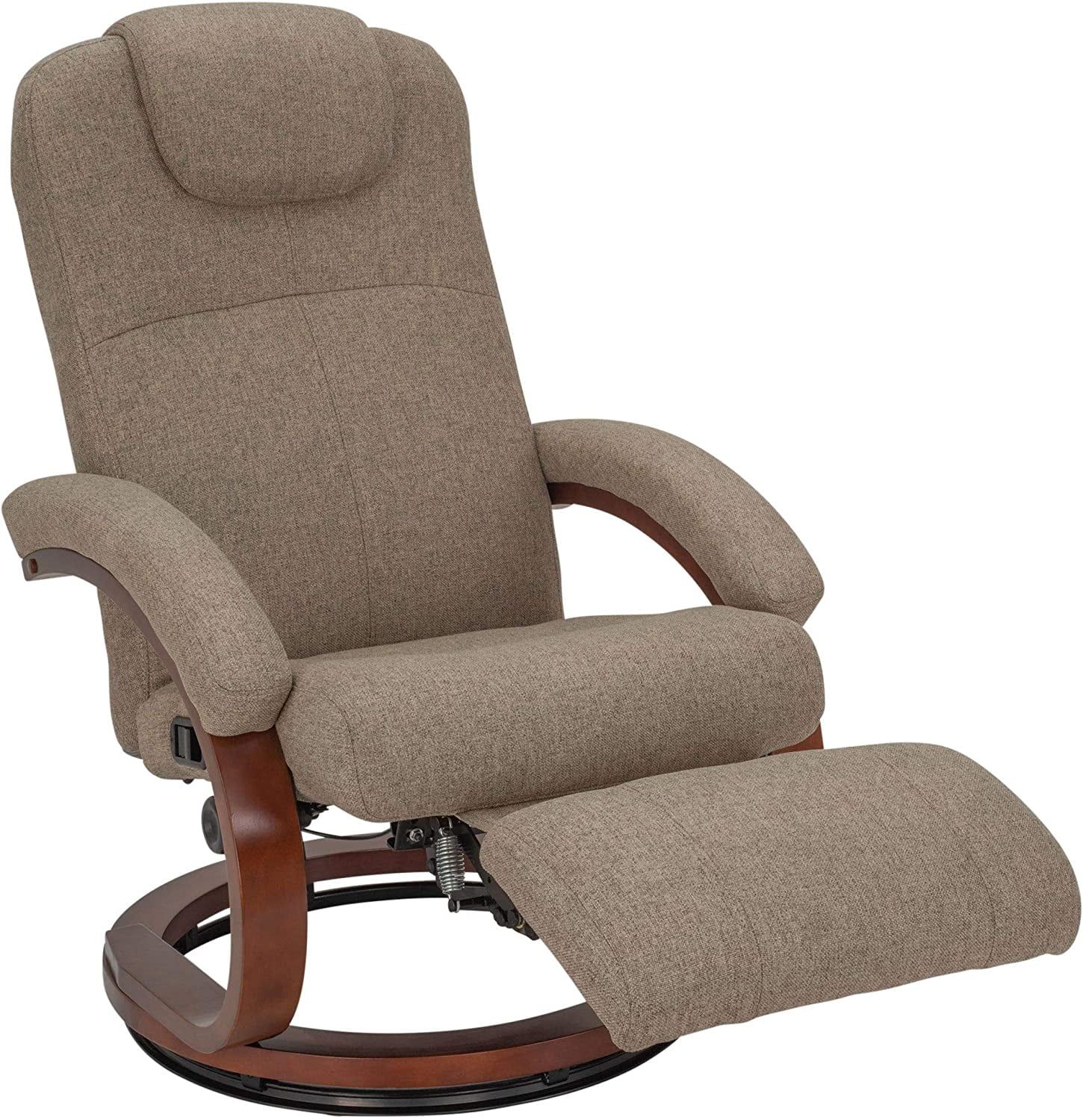 Modern Beige Fabric Recliner with Metal Base