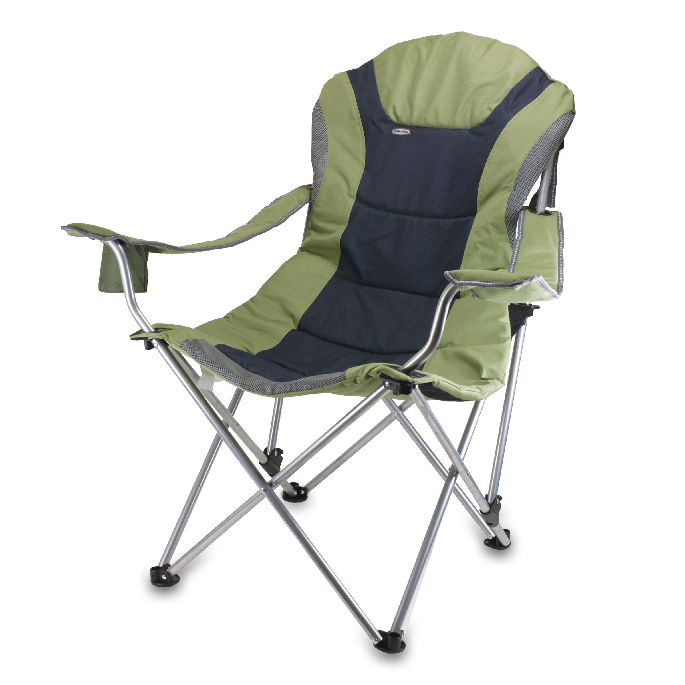 Sage Green and Gray Reclining Camping Chair with Arms