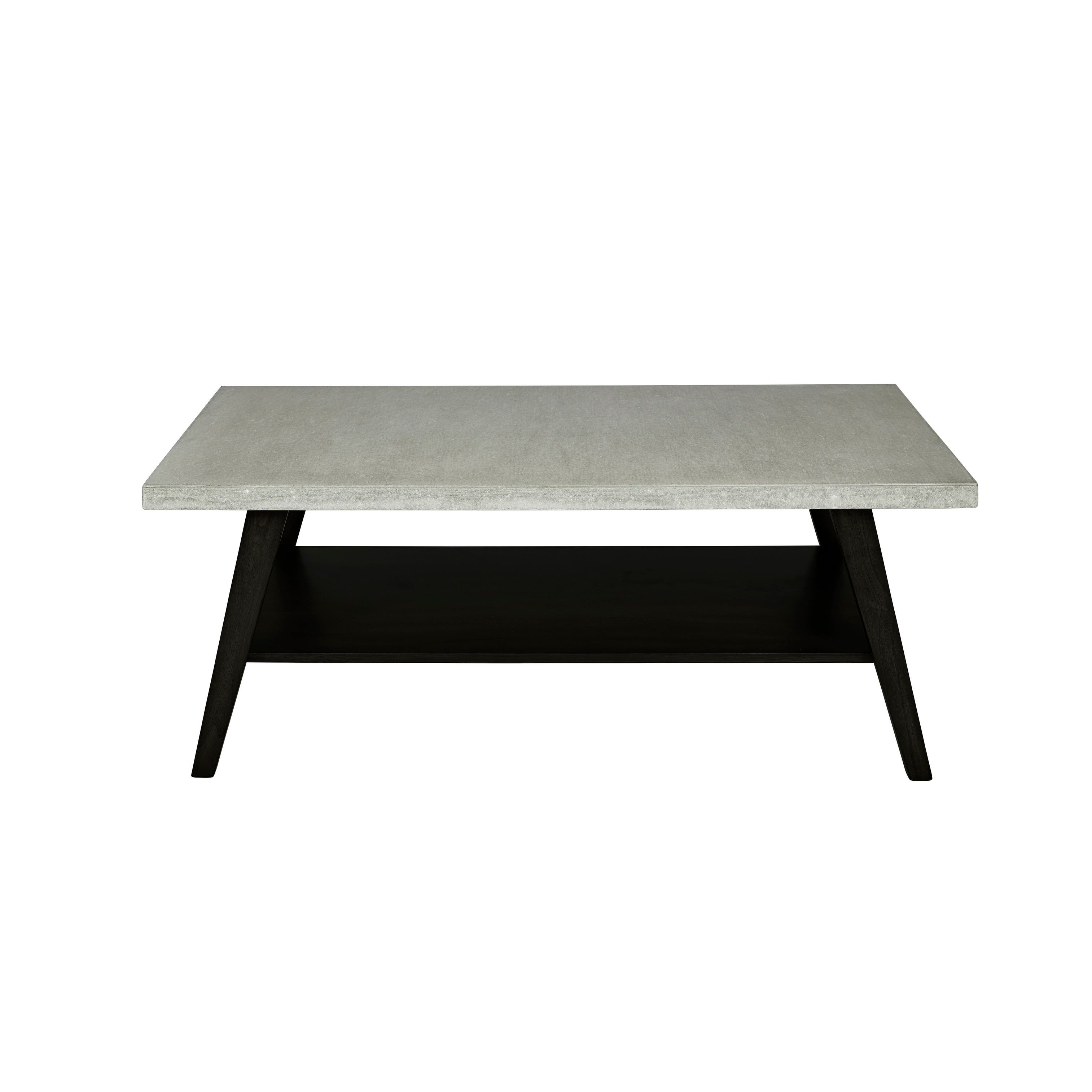 Concrete Gray and Black Lift-Top Cocktail Table with Storage