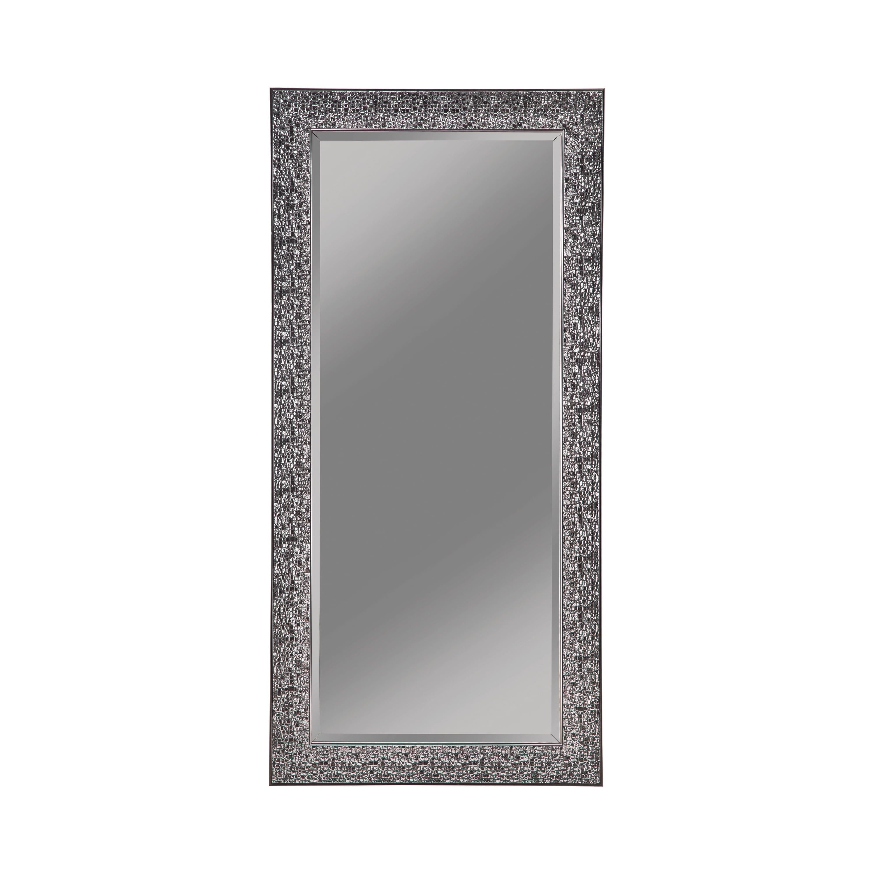 Black Full Length Rectangular Floor Mirror with Decorative Frame