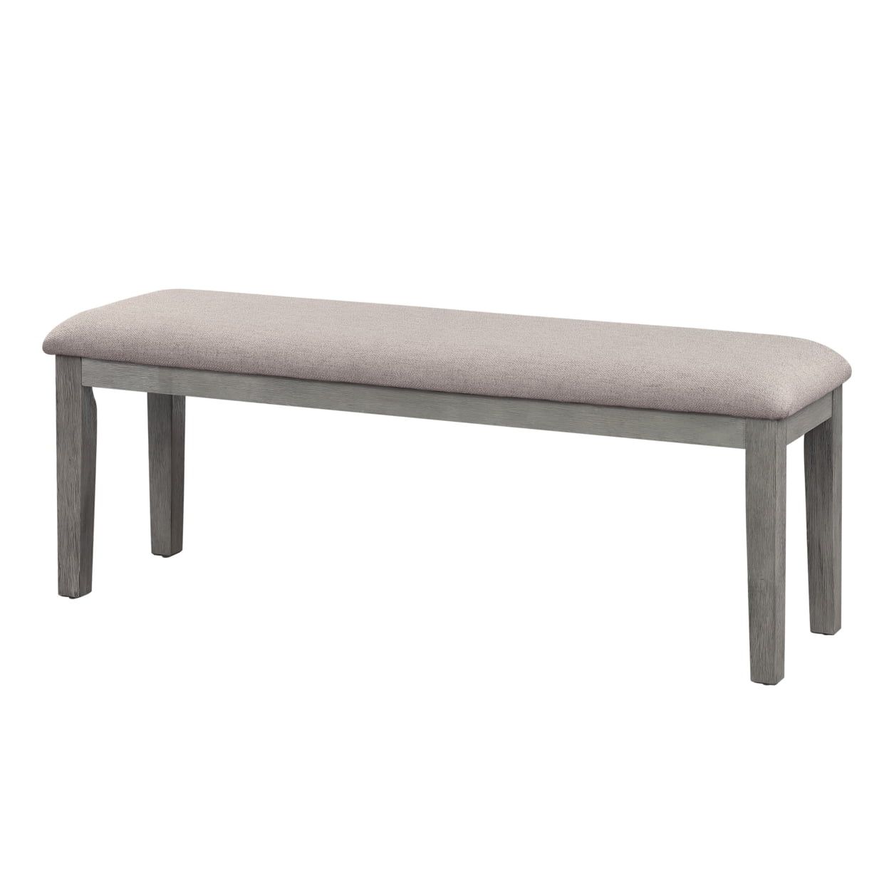 Gray Rectangular Wooden Bench with Upholstered Seat