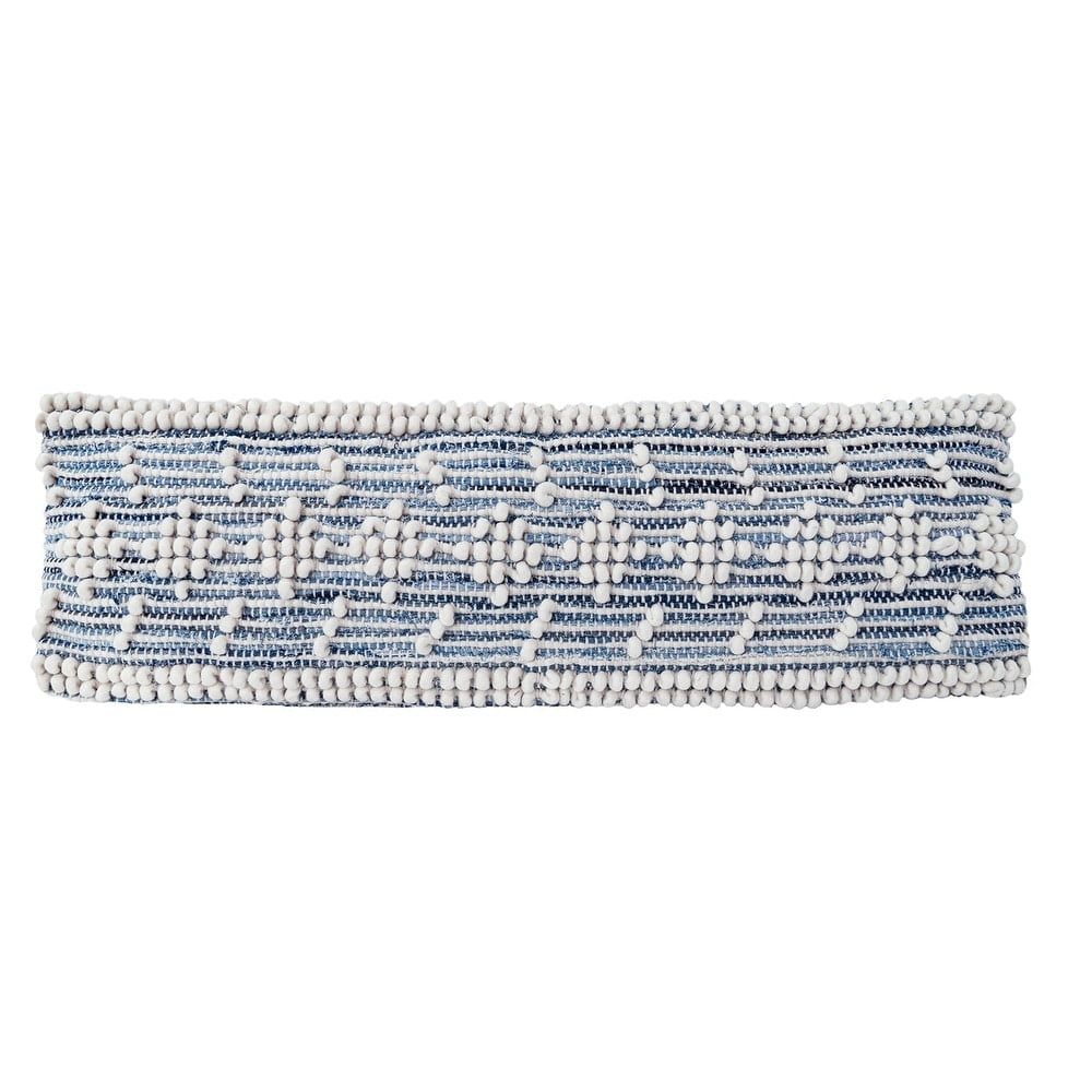 Handwoven Blue and White Recycled Denim Pillow