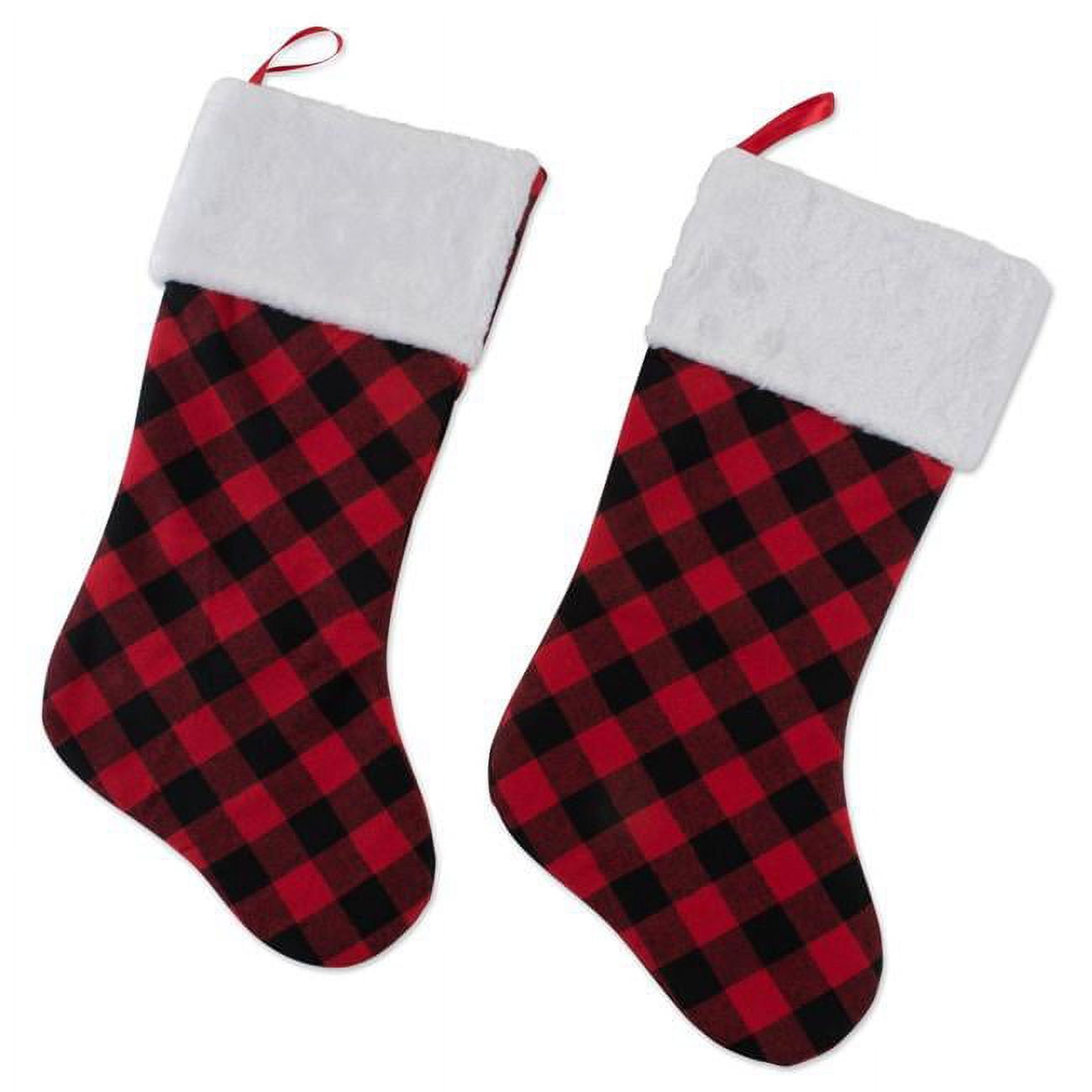 Red and Black Buffalo Plaid Christmas Stockings Set of 2