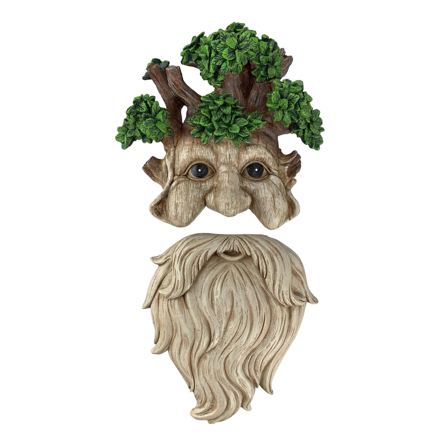 Hand-Painted Old Man Tree Face with White Beard