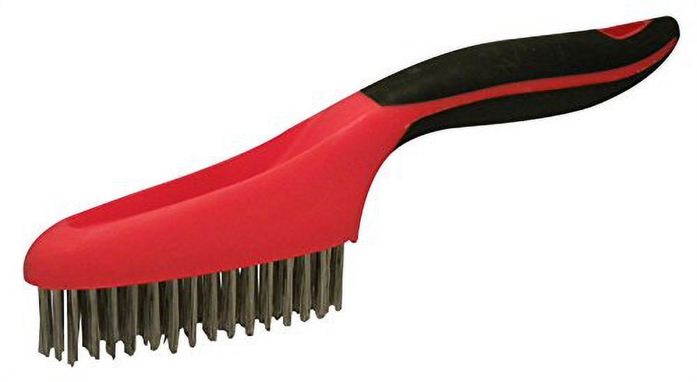 10-Inch Red and Black Stainless Steel Wire Brush