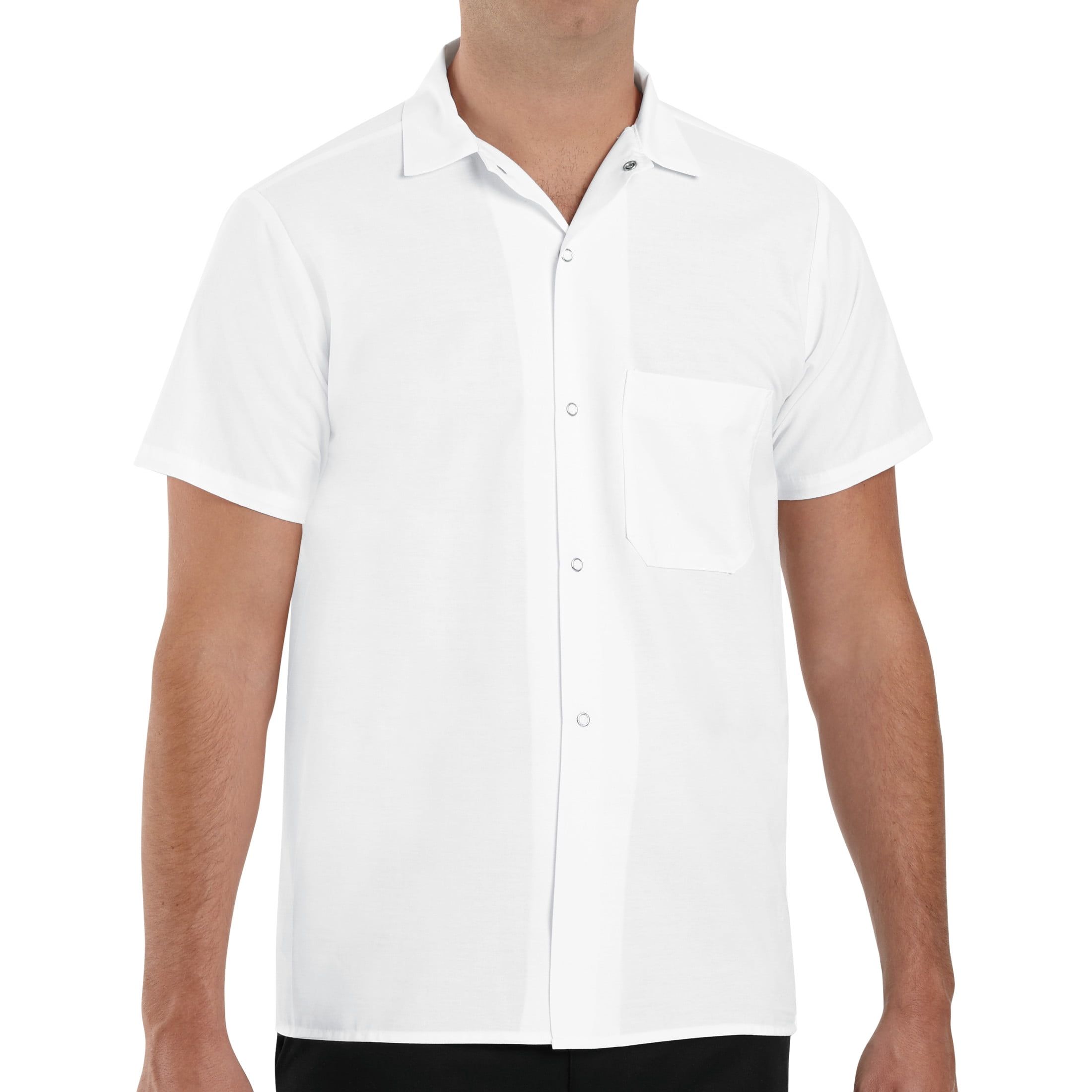 Men's White Poly/Cotton Snap Front Cook Shirt