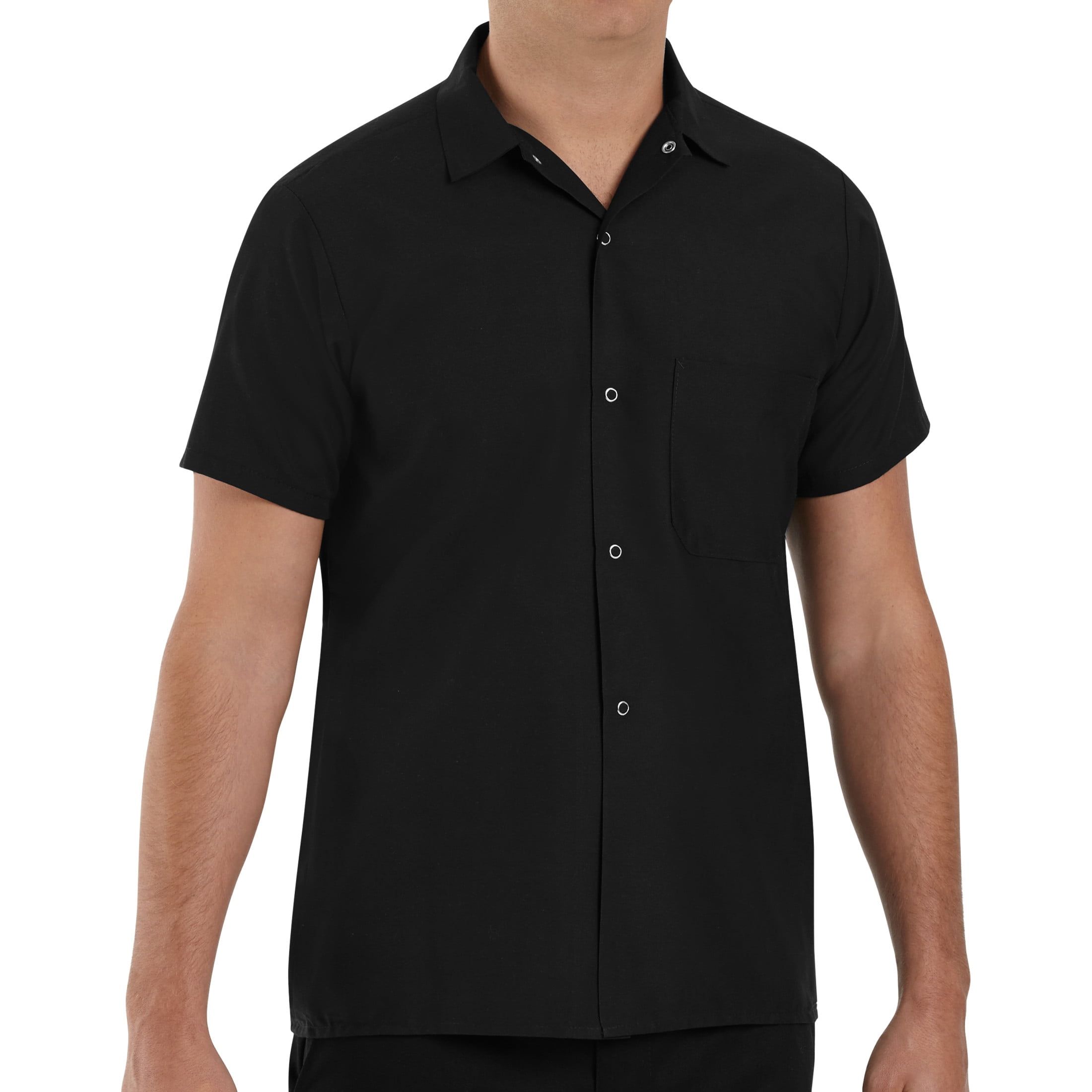 Men's Black Snap Front Chef Shirt, 2XL