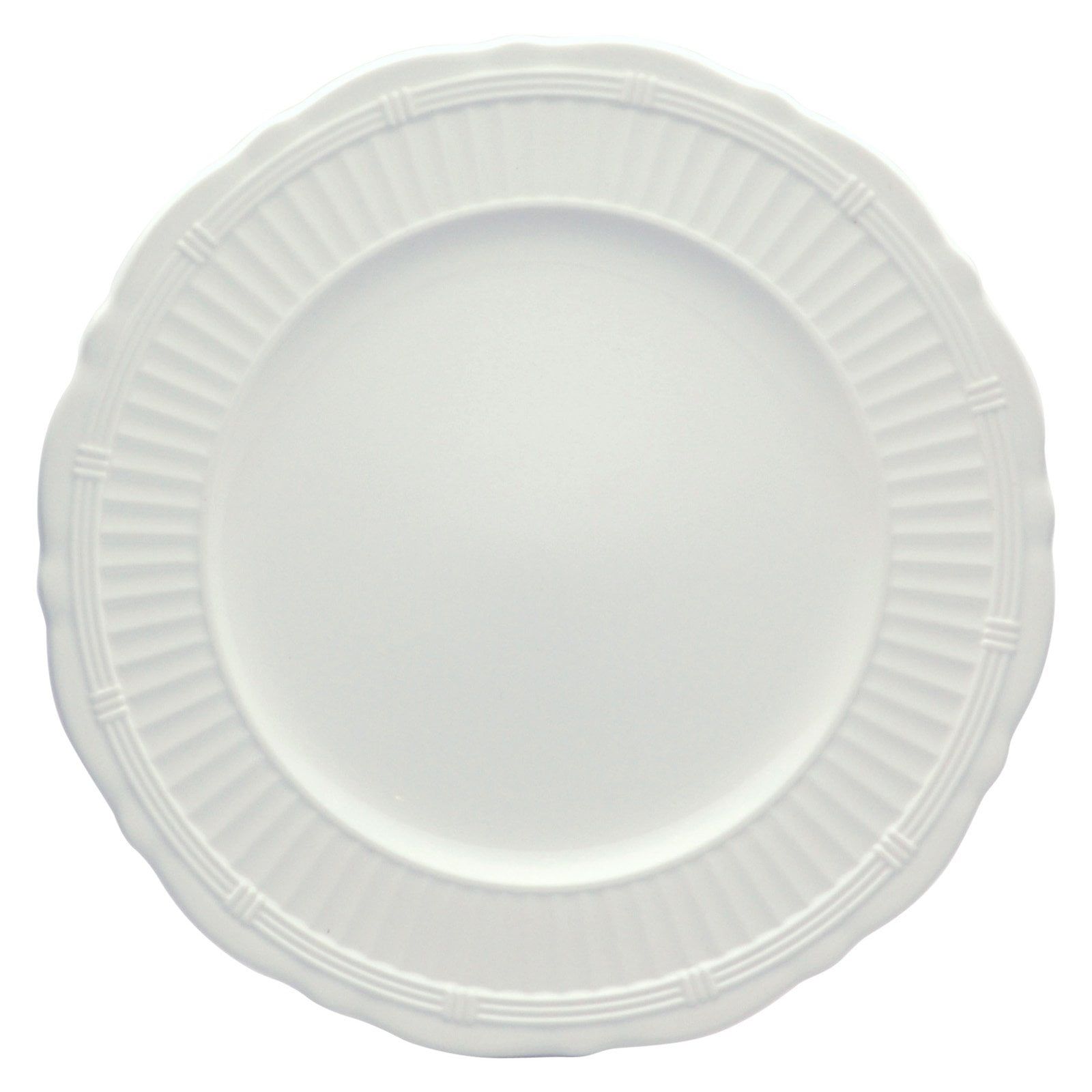 Elegant White Embossed Ceramic Dinner Plates Set