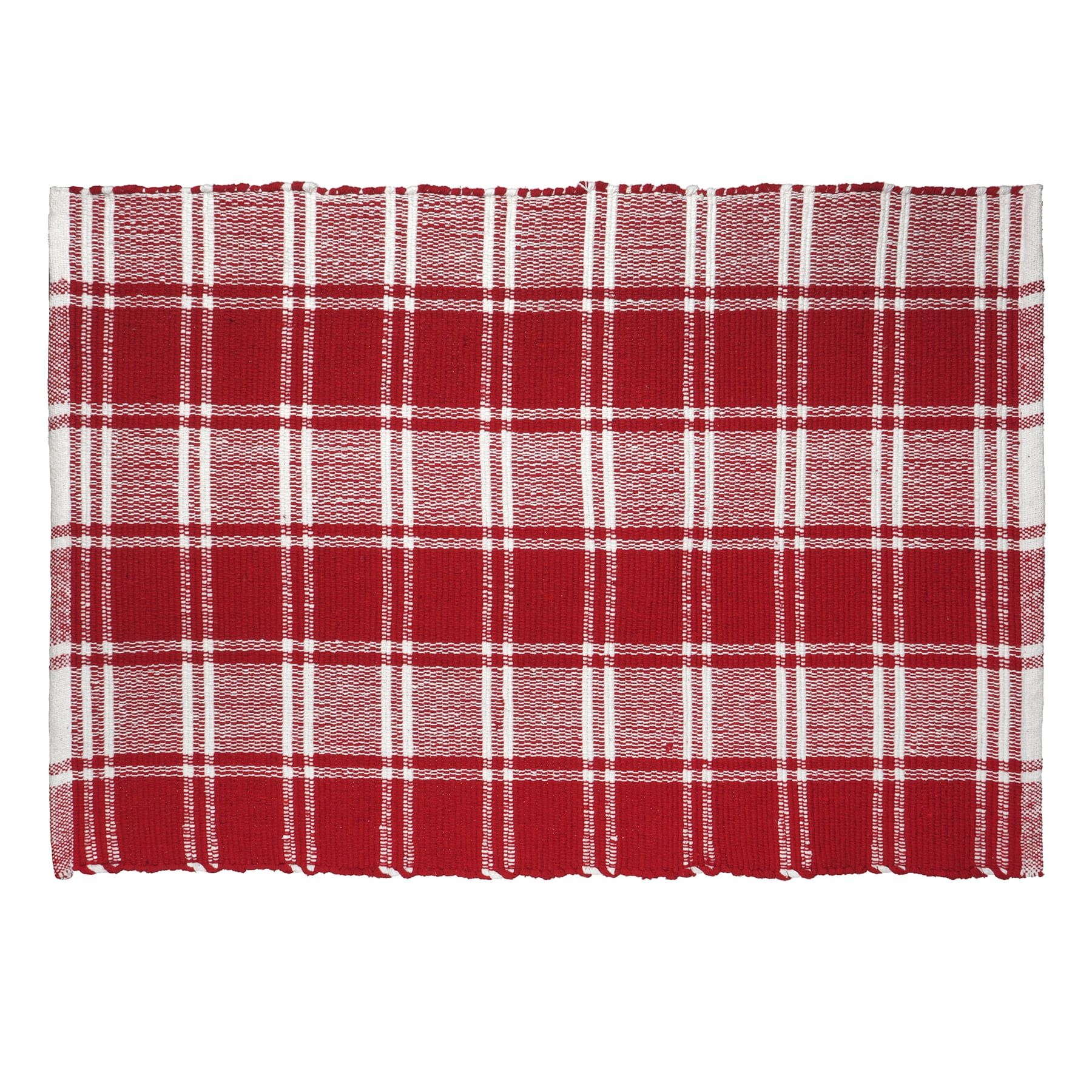 Red and White Buffalo Check Outdoor Christmas Doormat