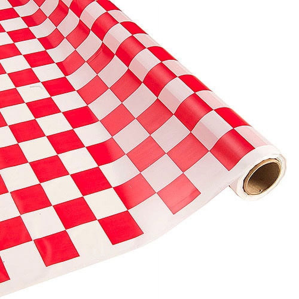 Red and White Checkered Plastic Table Roll