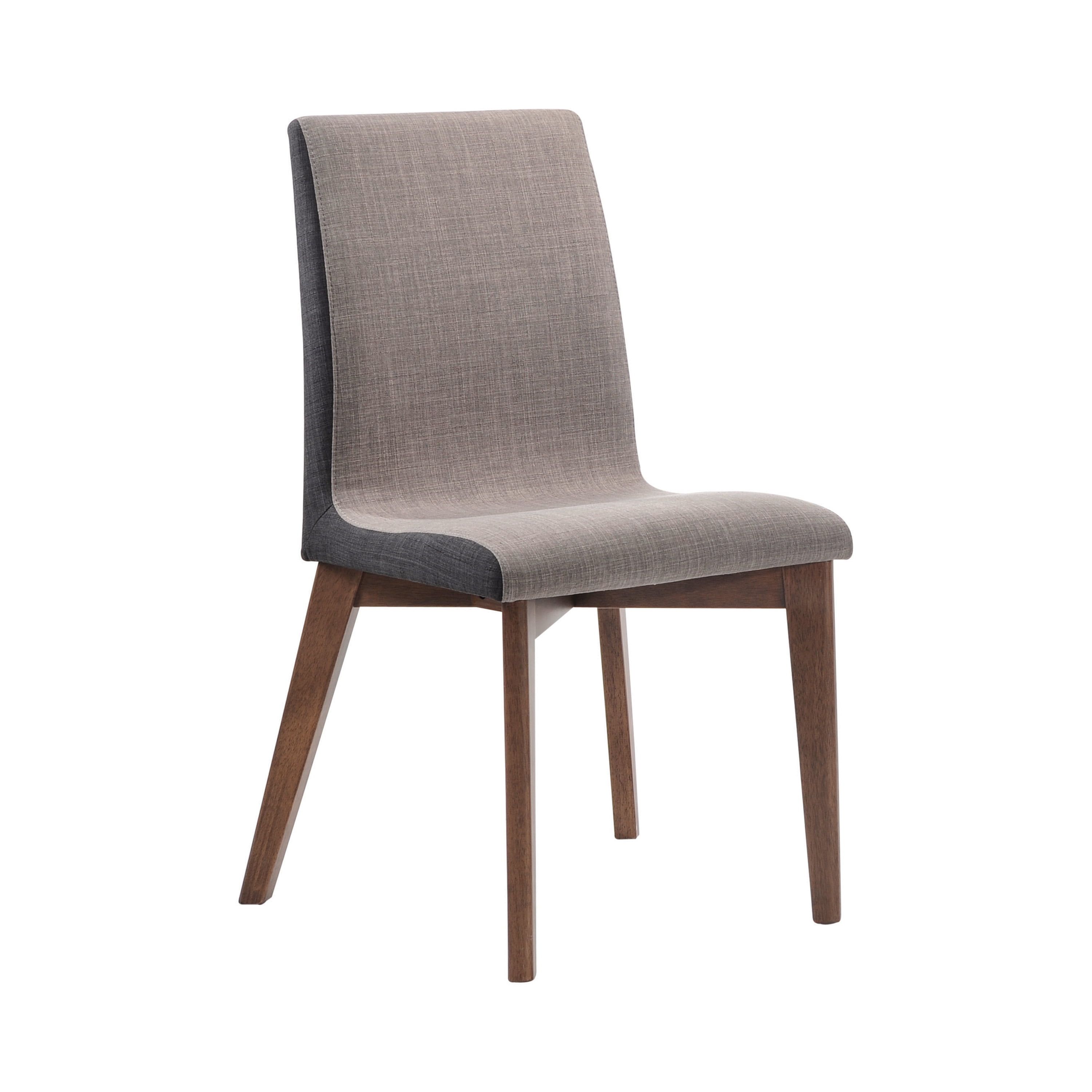 Modern Gray Upholstered Side Chair with Natural Walnut Wood Frame