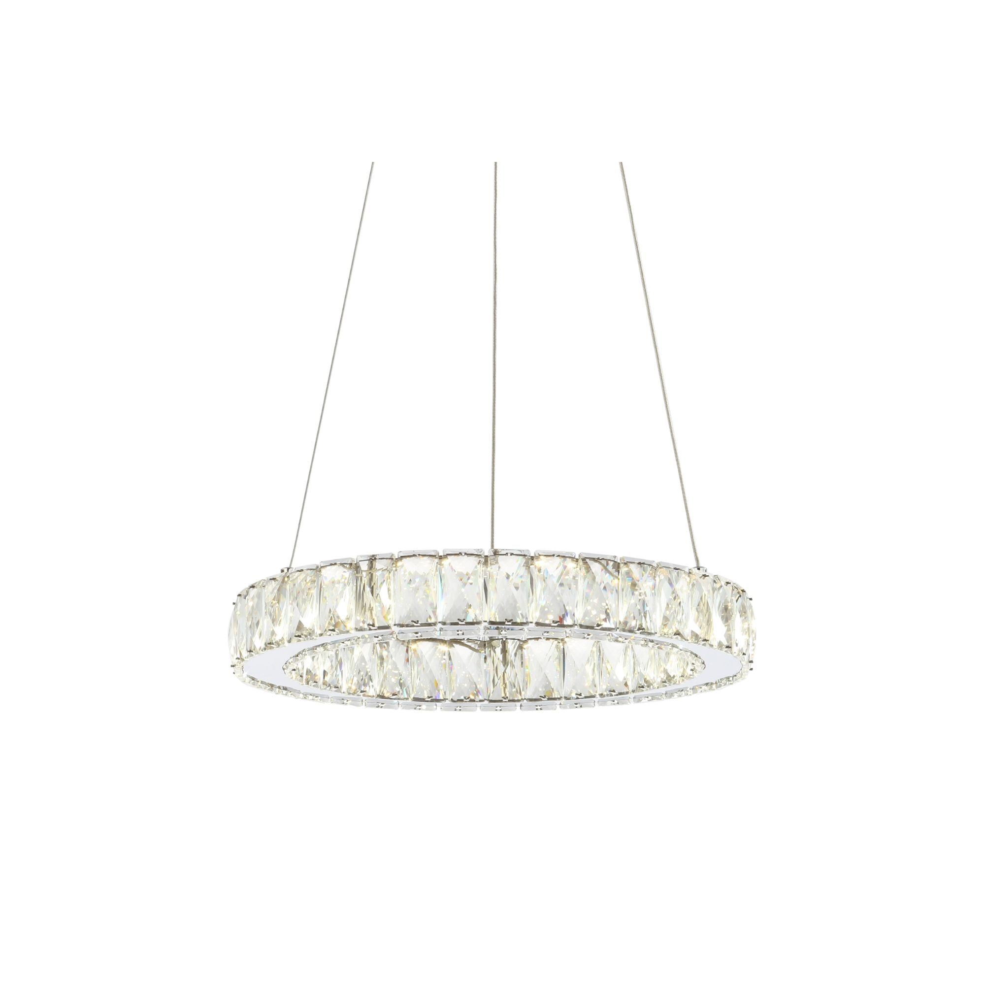 Elegant Chrome Crystal Ring LED Chandelier 15.75" Flush Mount