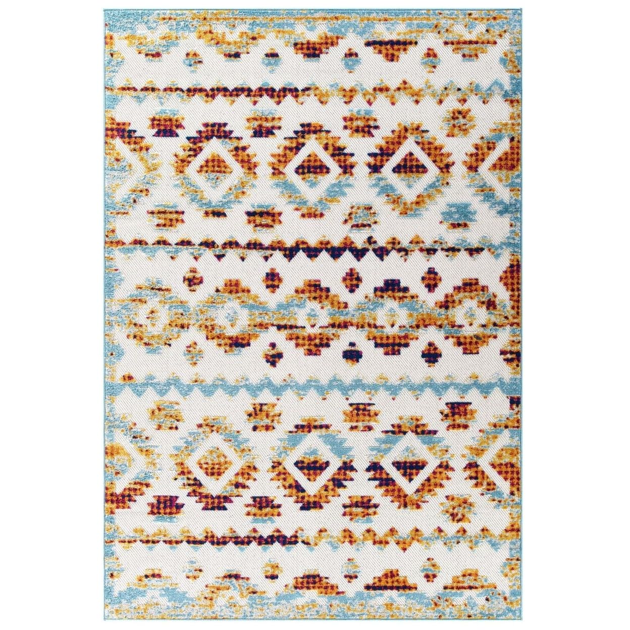 Takara Diamond Trellis 5'x8' Multicolor Indoor/Outdoor Rug