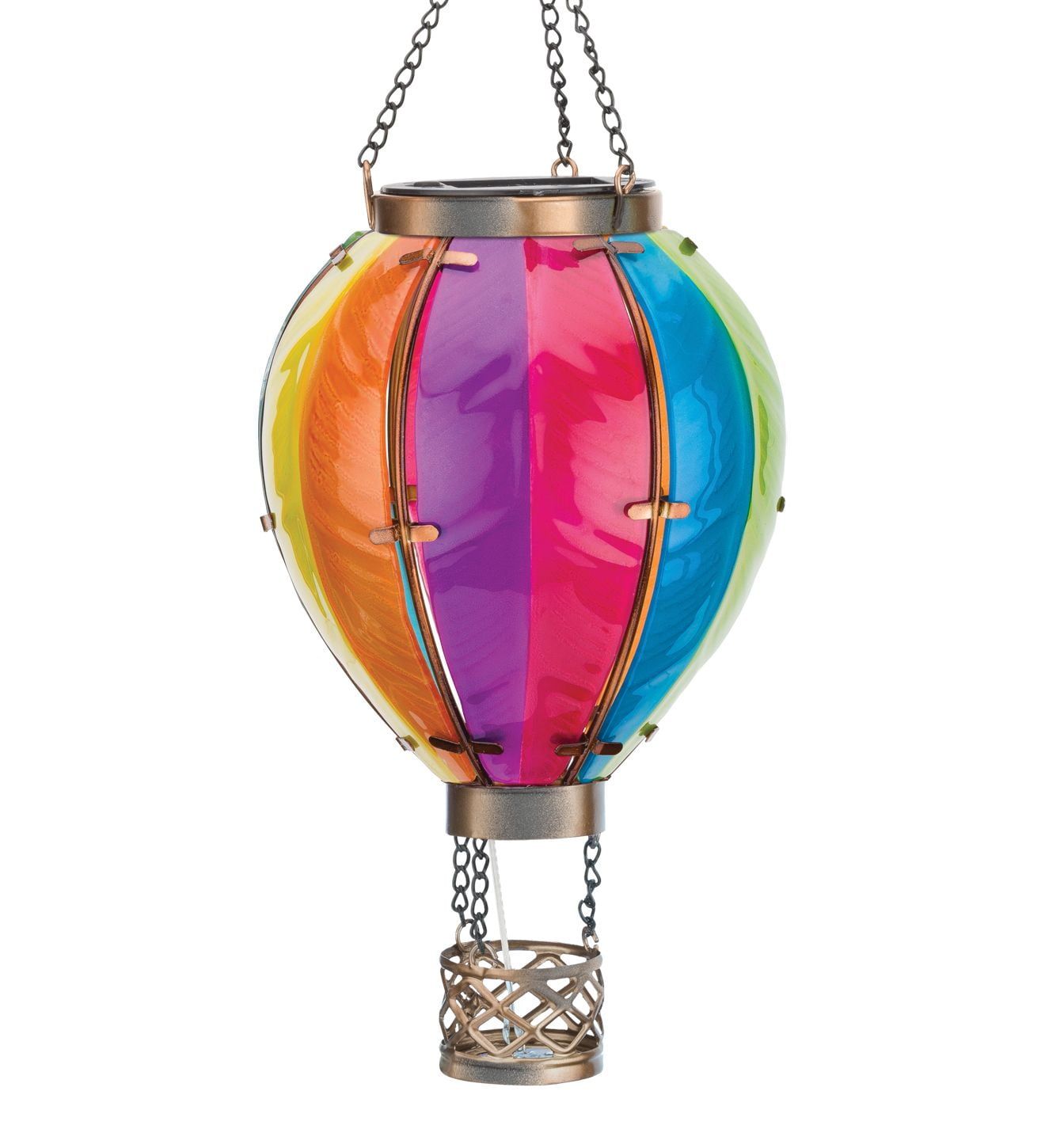 15'' Multicolor Glass Hot Air Balloon LED Lantern