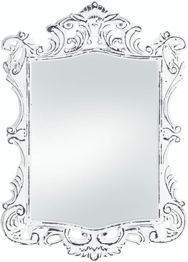 Regal Distressed White Rectangular Wood Vanity Mirror