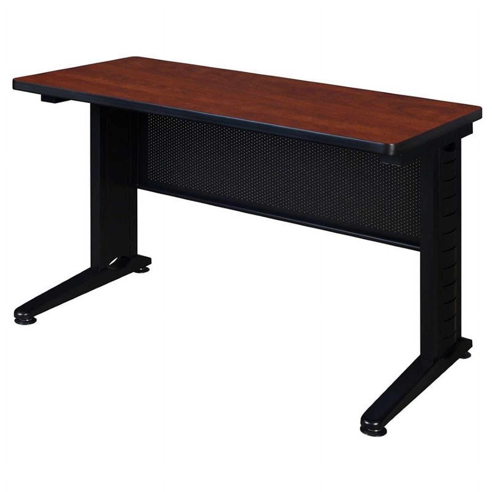 Cherry and Black Metal 50" Training Table with Wire Management