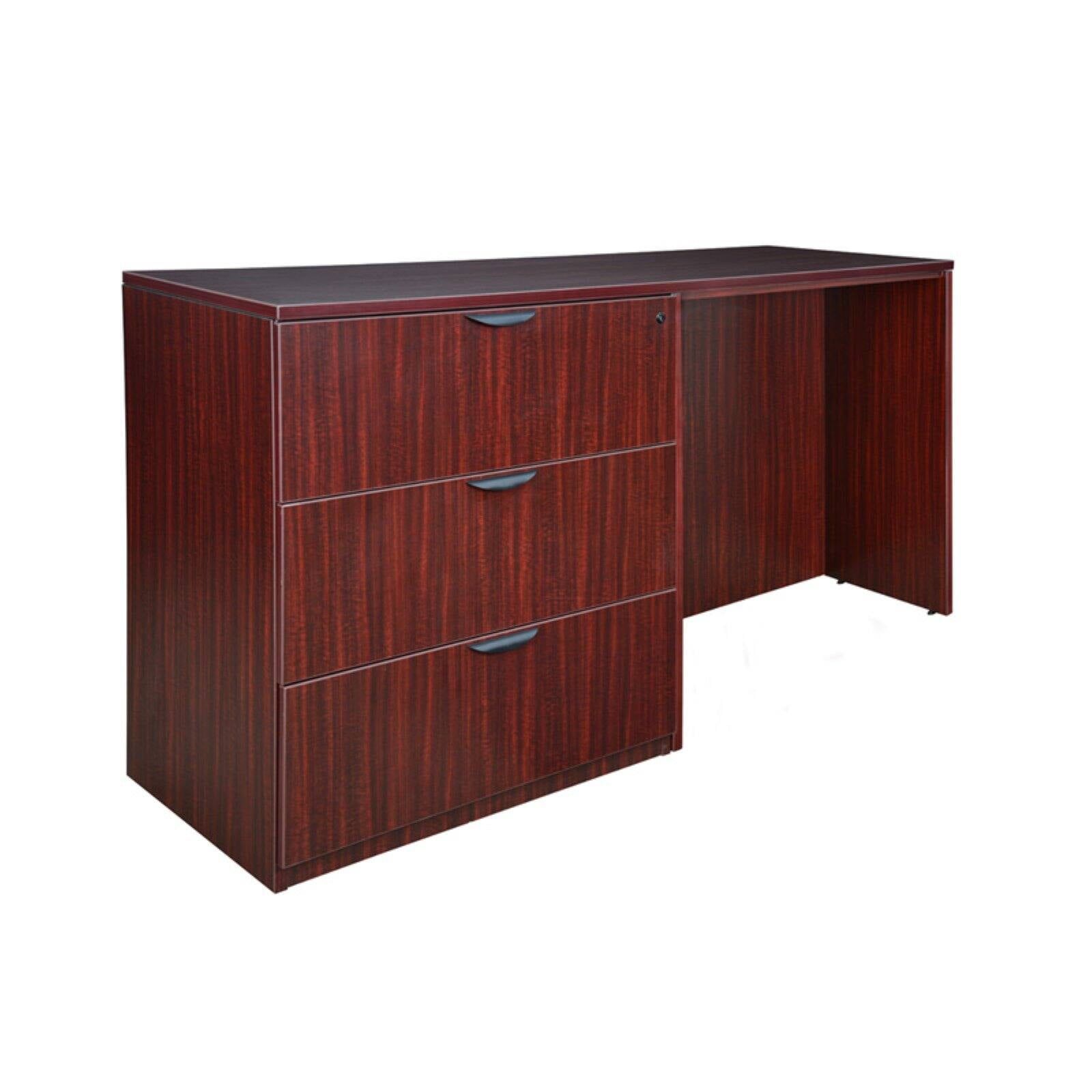 Mahogany Standing Desk with Lateral File Cabinet