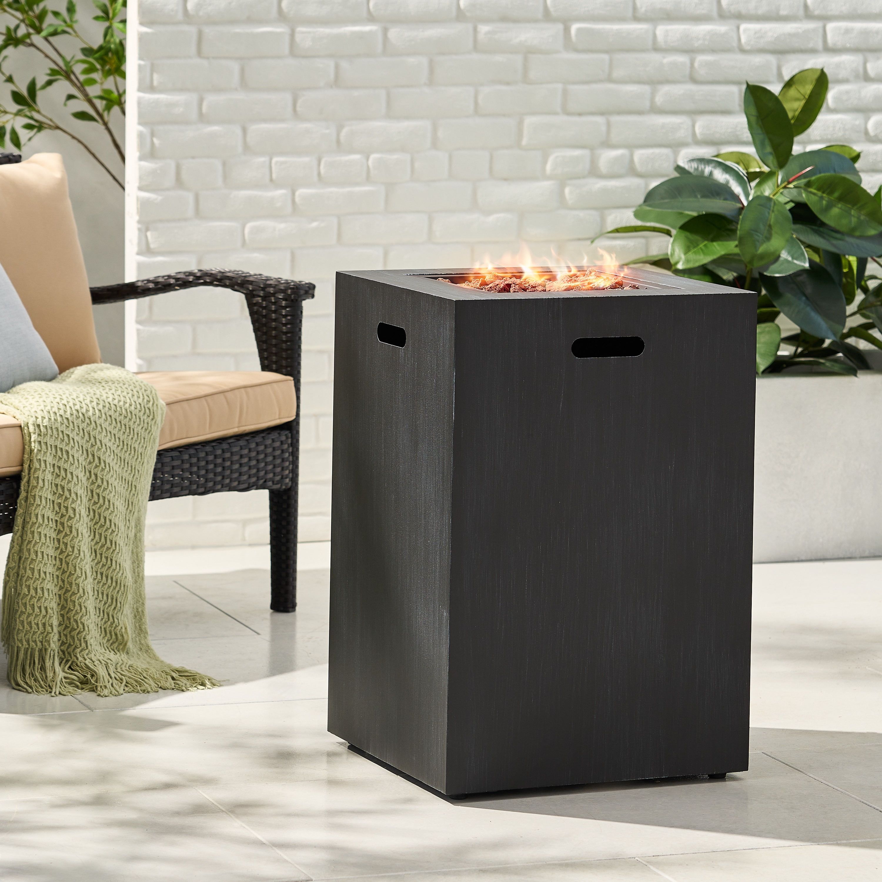 Sleek Black Metal 30,000 BTU Propane Fire Pit Table