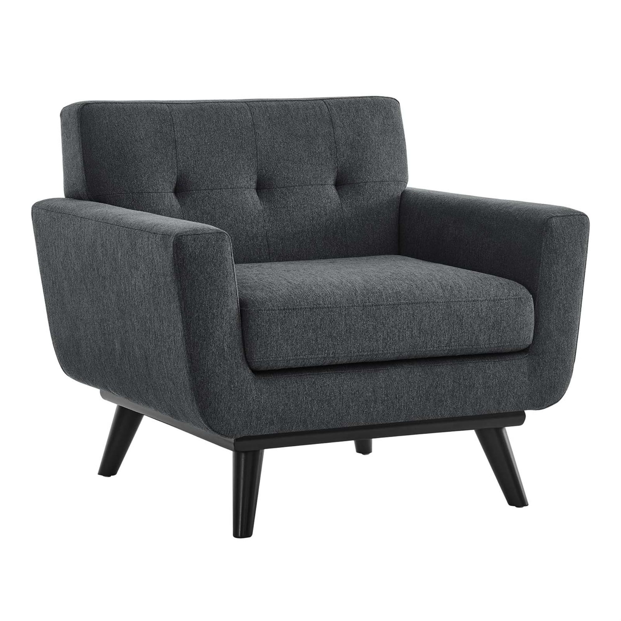 Charcoal Faux Leather Modern Lounge Armchair