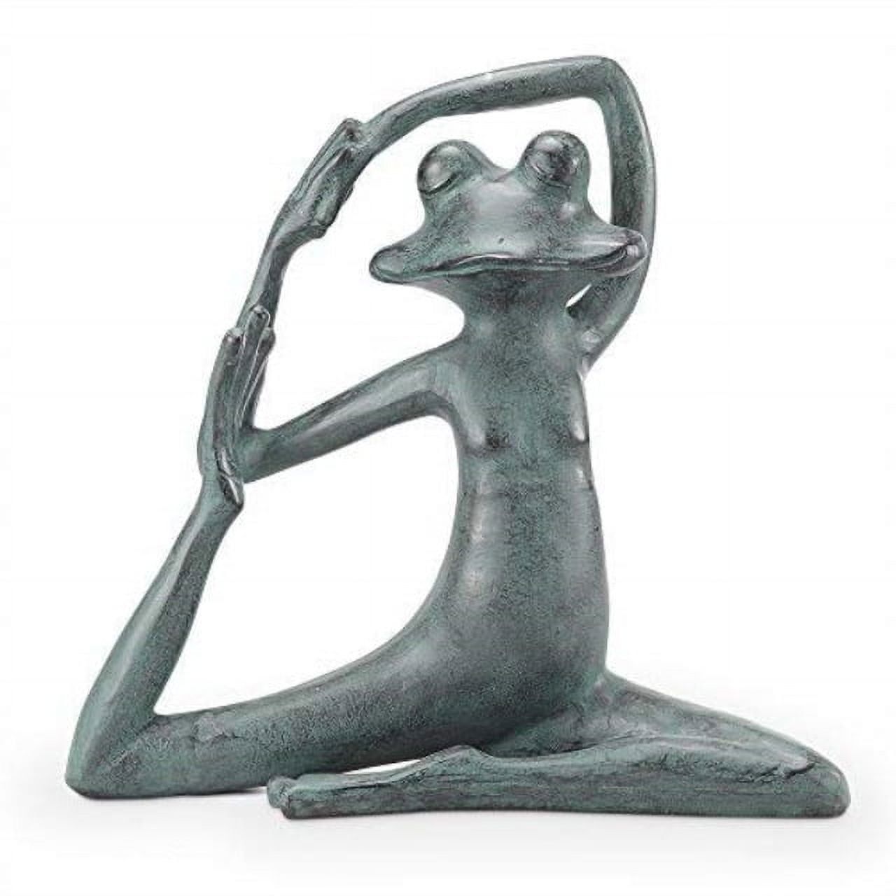 Verdigris Green Metal Yoga Frog Garden Sculpture