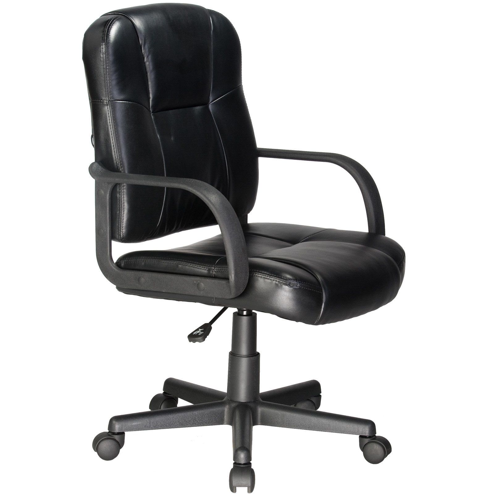 ErgoRelax Black Leather Mid-Back Massage Task Chair