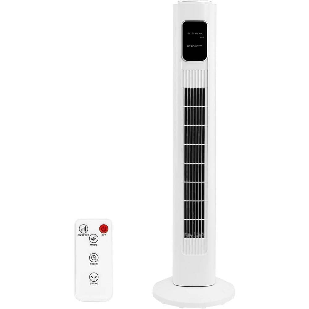 White Bladeless Remote Controlled Oscillating Floor Fan with Adjustable Height