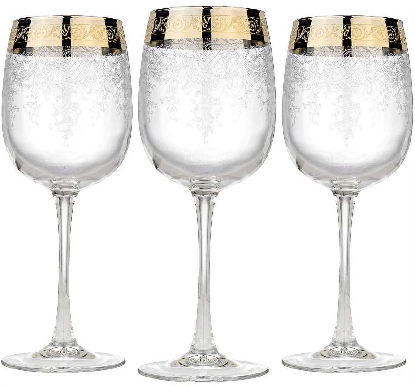 Renaissance 14-Ounce Crystal Wine Glass Set with Gold Rim