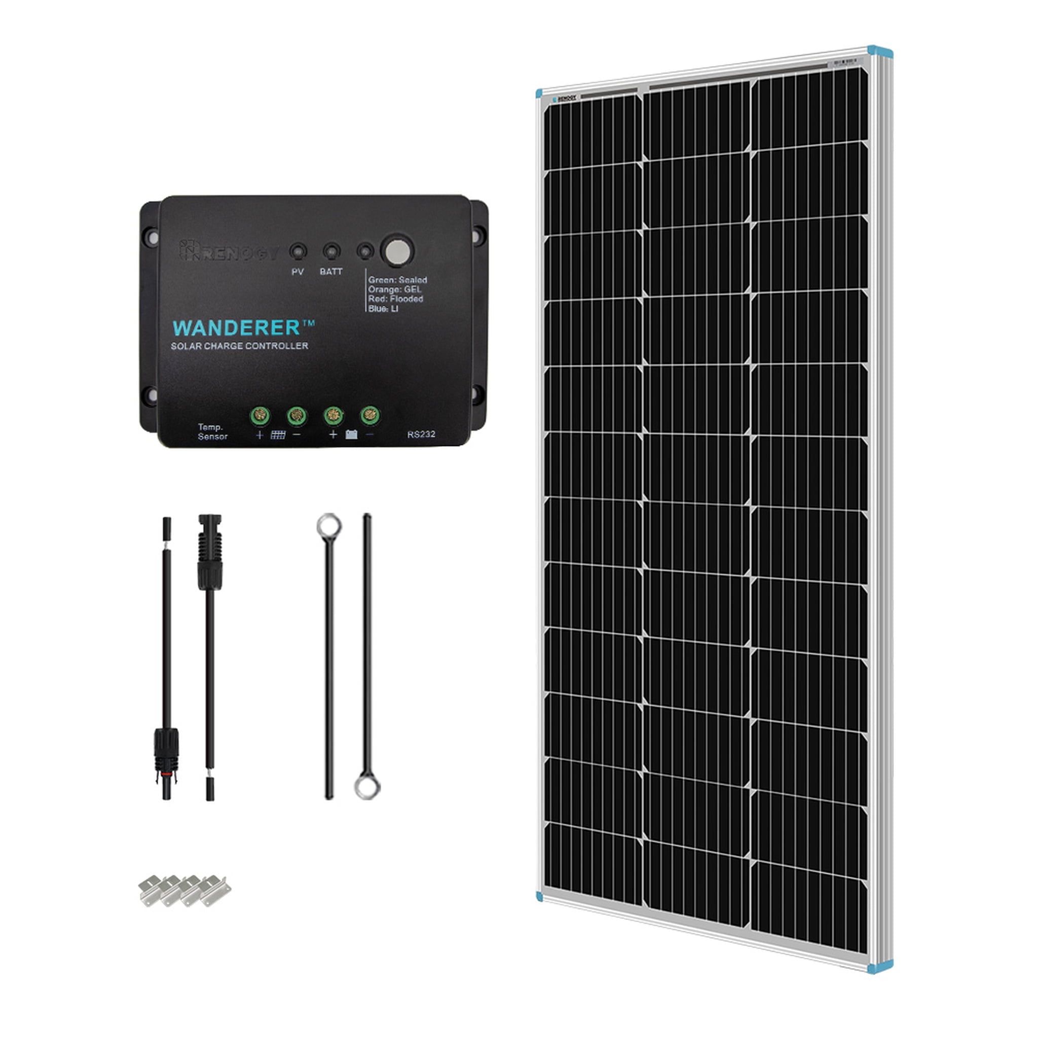 100W Silver Monocrystalline Solar Panel Kit with Charge Controller