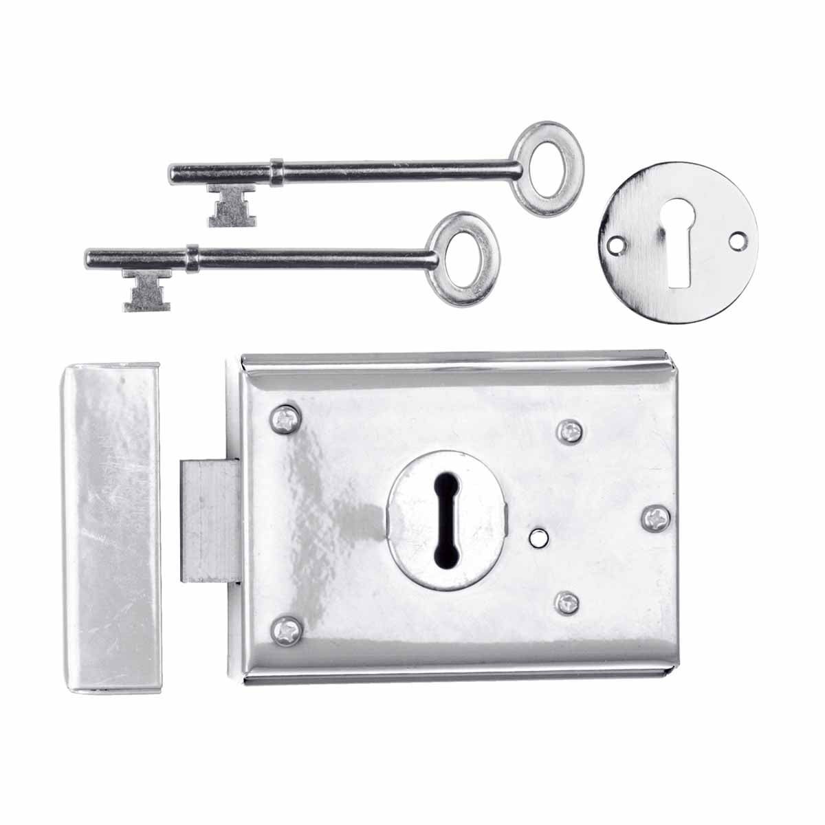 Chrome Plated Steel Rim Door Lock with Skeleton Keys