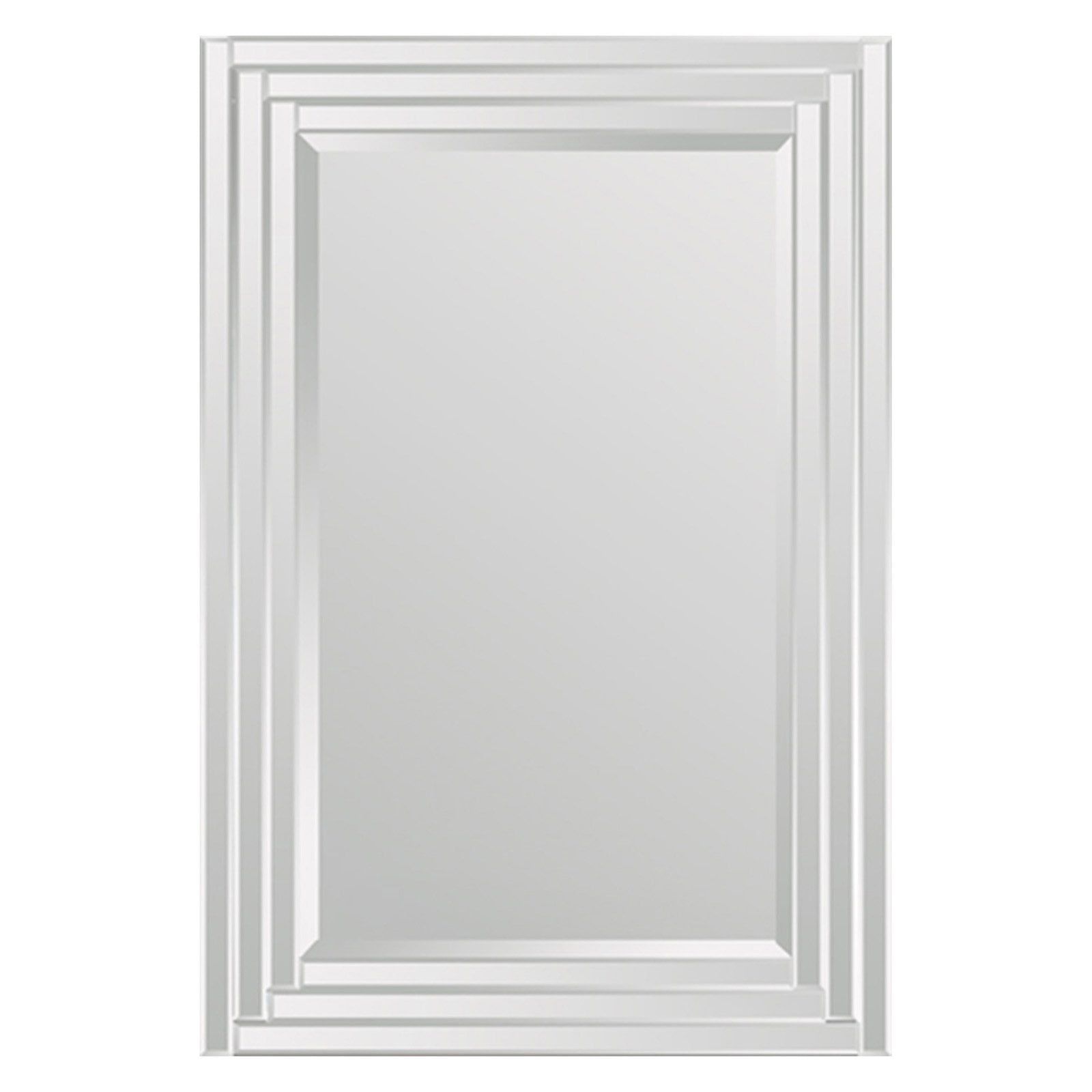 Sleek Beveled-Edge 40" x 29" Rectangular Step-Pattern Mirror