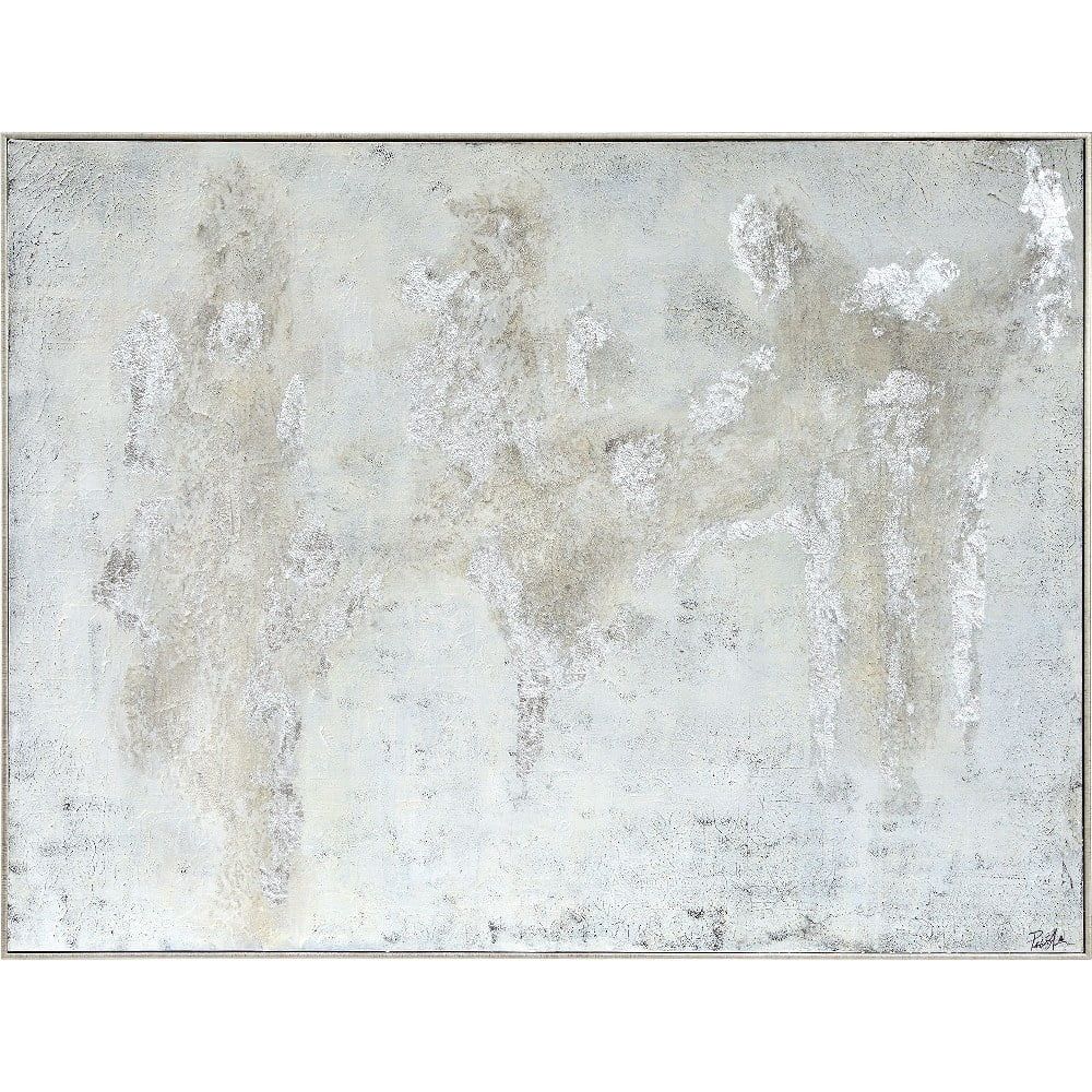 48" Abstract Canvas Painting with Matte Silver Frame