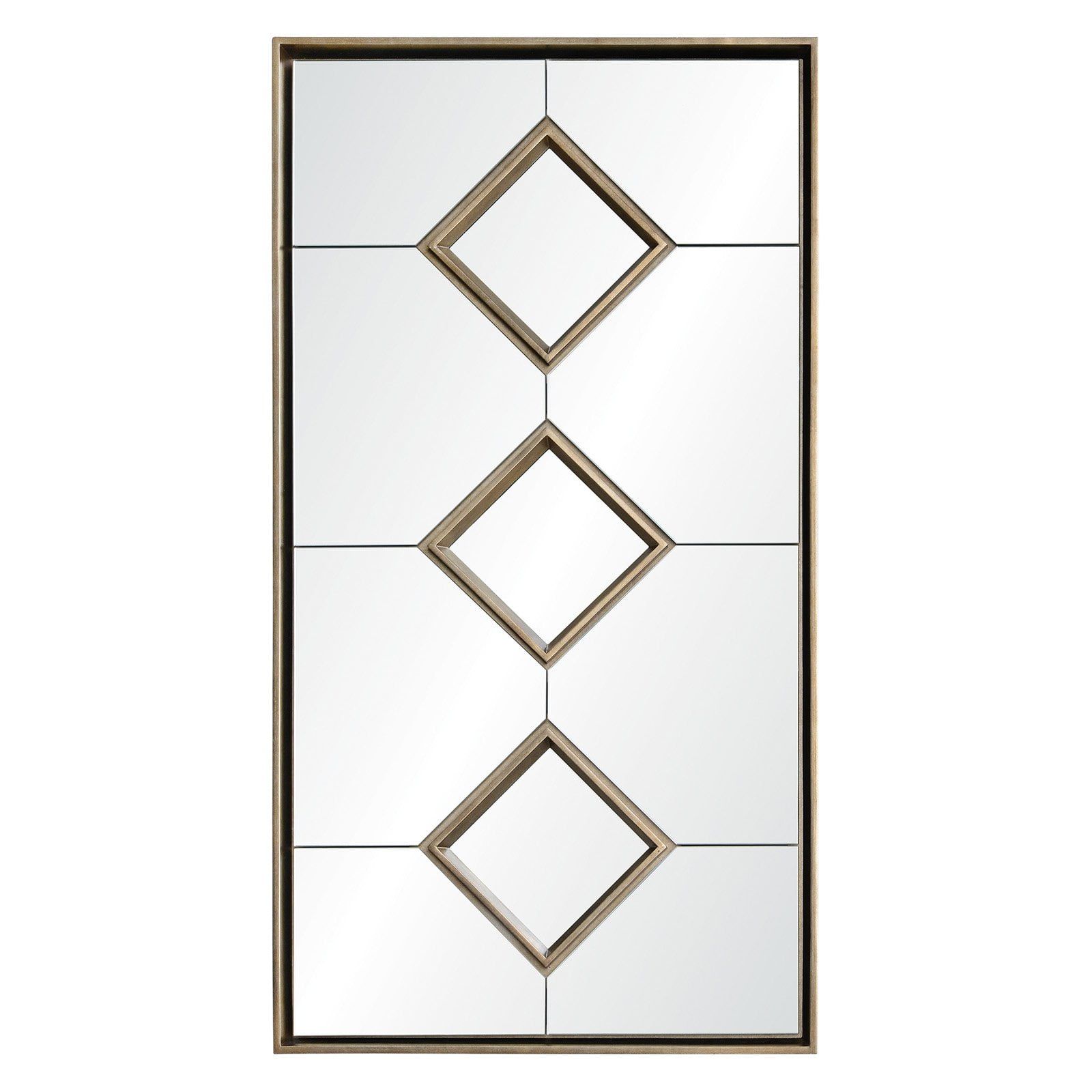 Antique Silver Leaf and Natural Wood Full-Length Mirror 32" x 60"