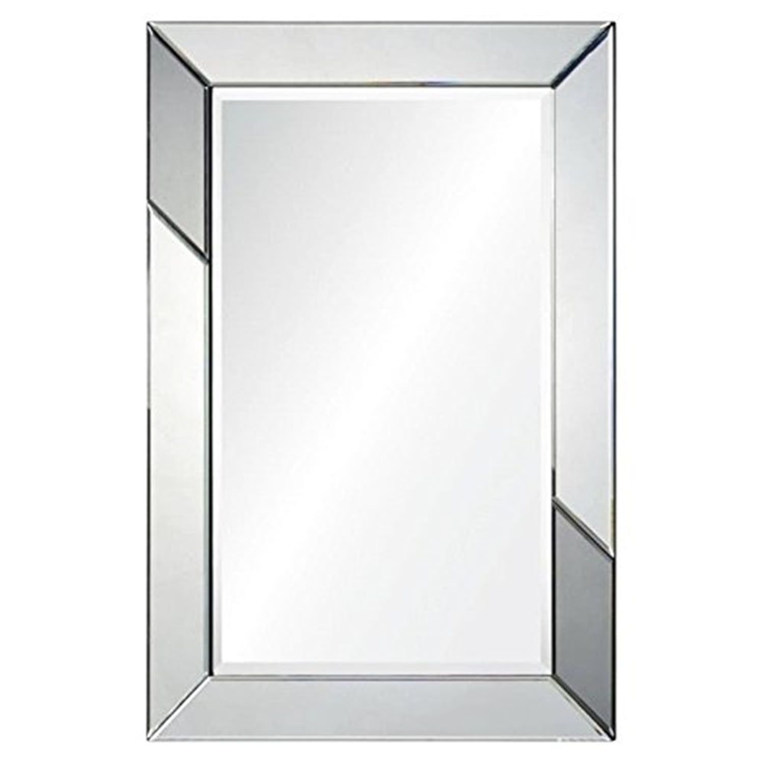 Elegant Frameless Rectangular Wall Mirror in Silver and Grey