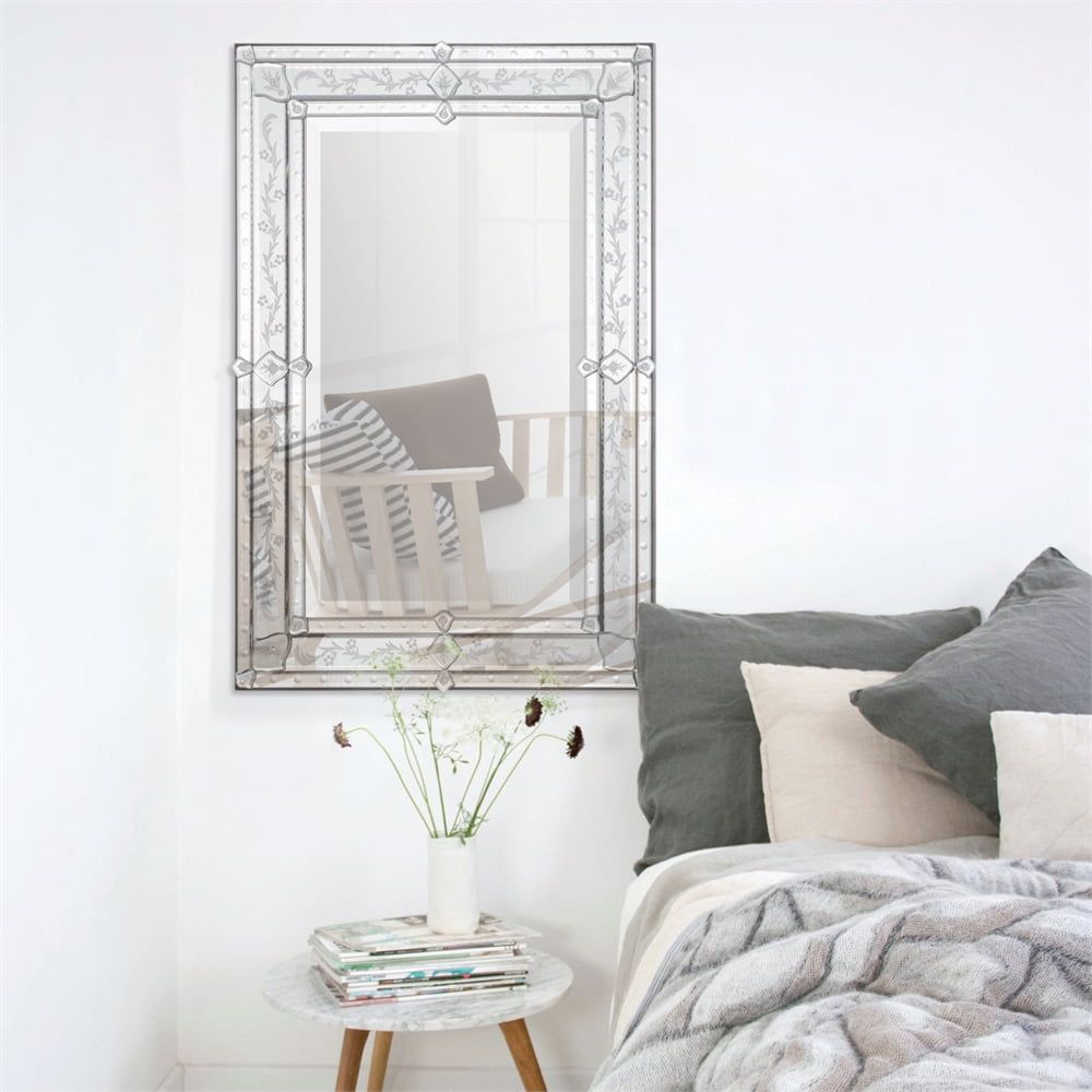 Vincenzo 29" x 41" Silver Glass Wall Mirror